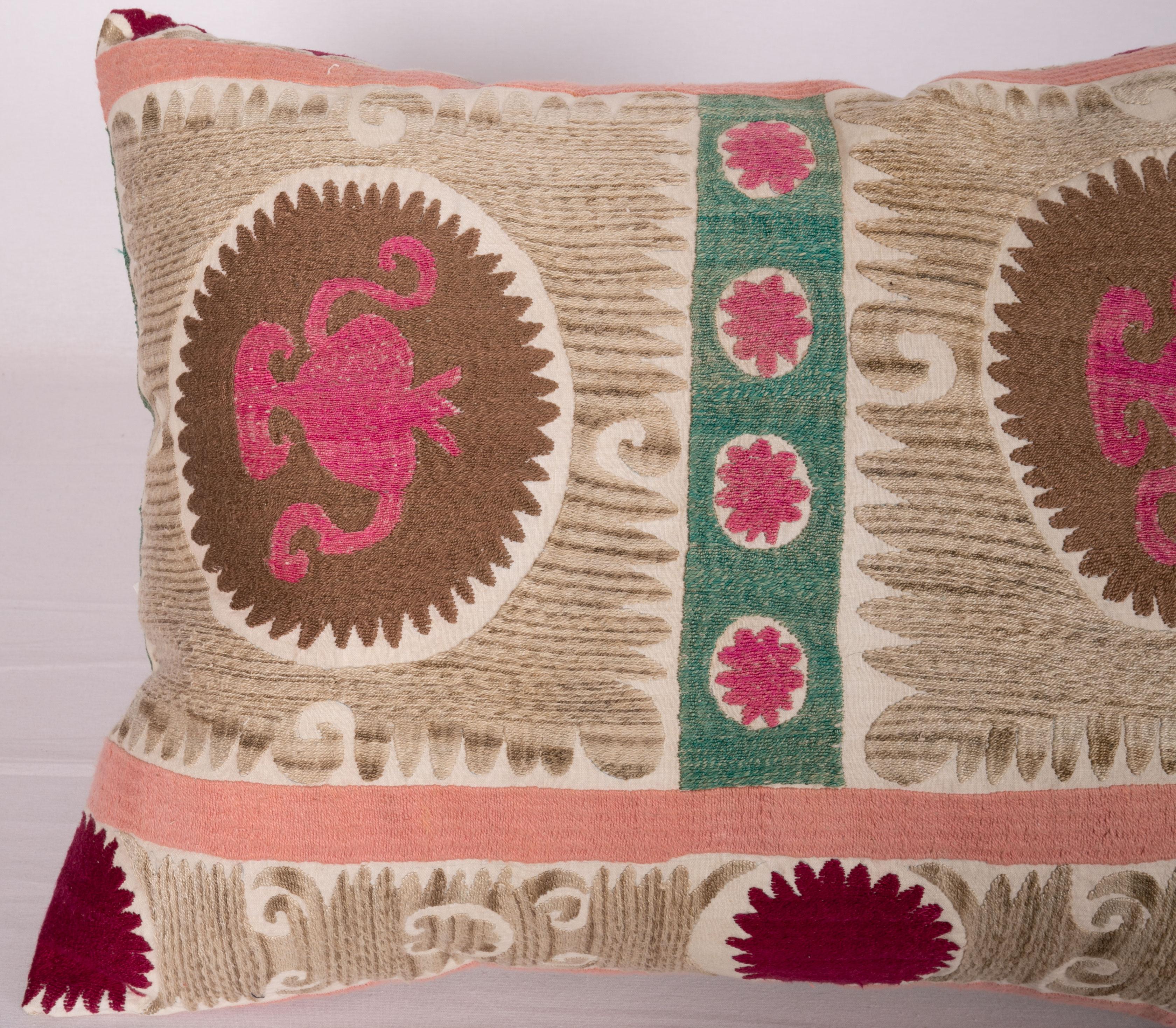 Suzani Pillow Case, Made from a Mid 20th C. Uzbek Suzani In Good Condition In Istanbul, TR