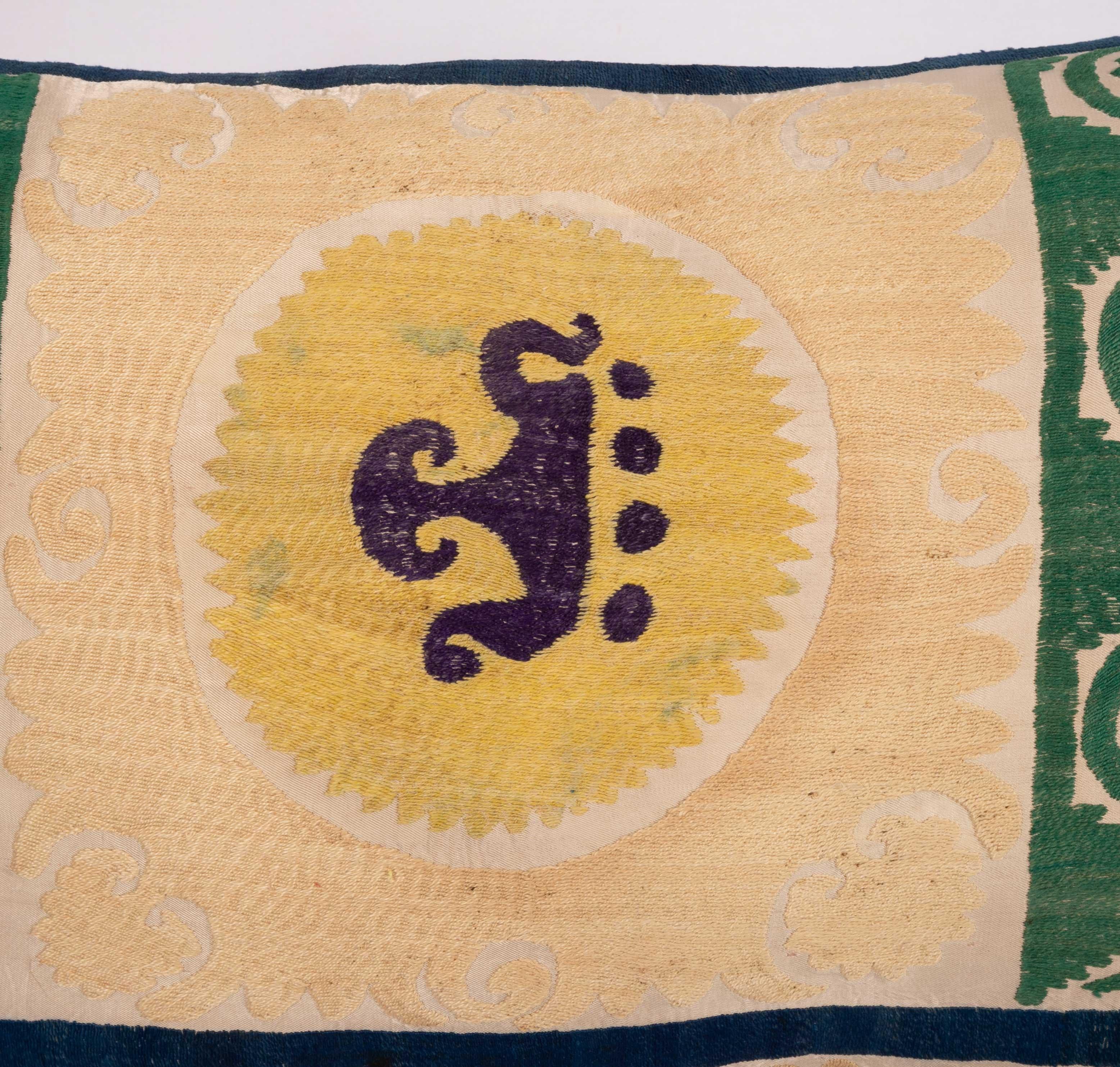 Suzani Pillow Case, Made from a Mid 20th C. Uzbek Suzani In Good Condition For Sale In Istanbul, TR