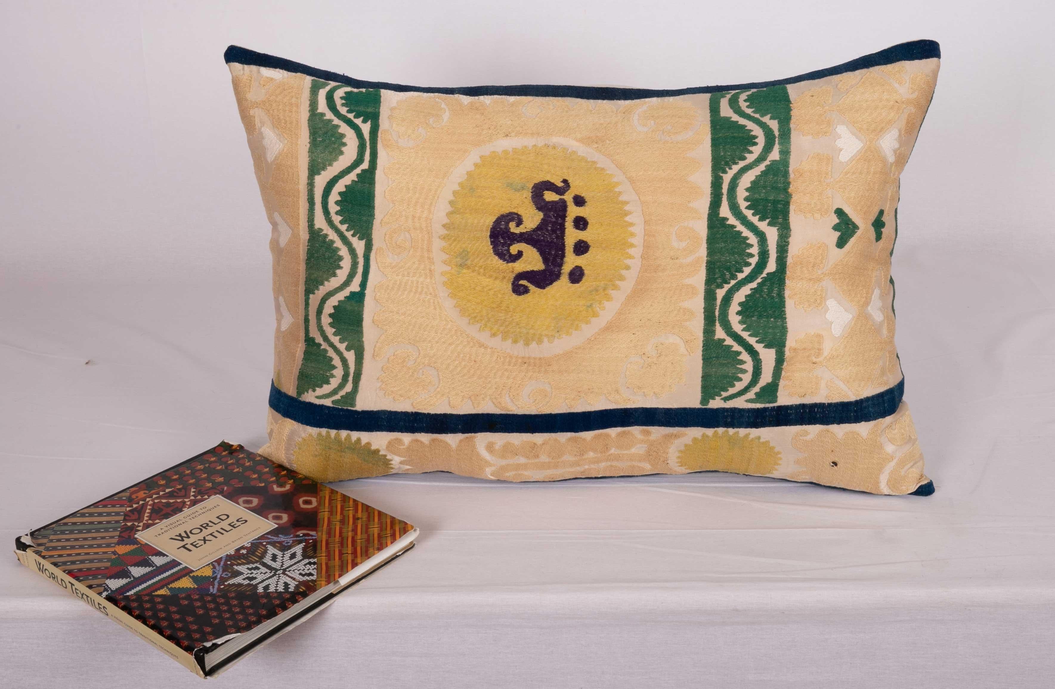 Cotton Suzani Pillow Case, Made from a Mid 20th C. Uzbek Suzani For Sale