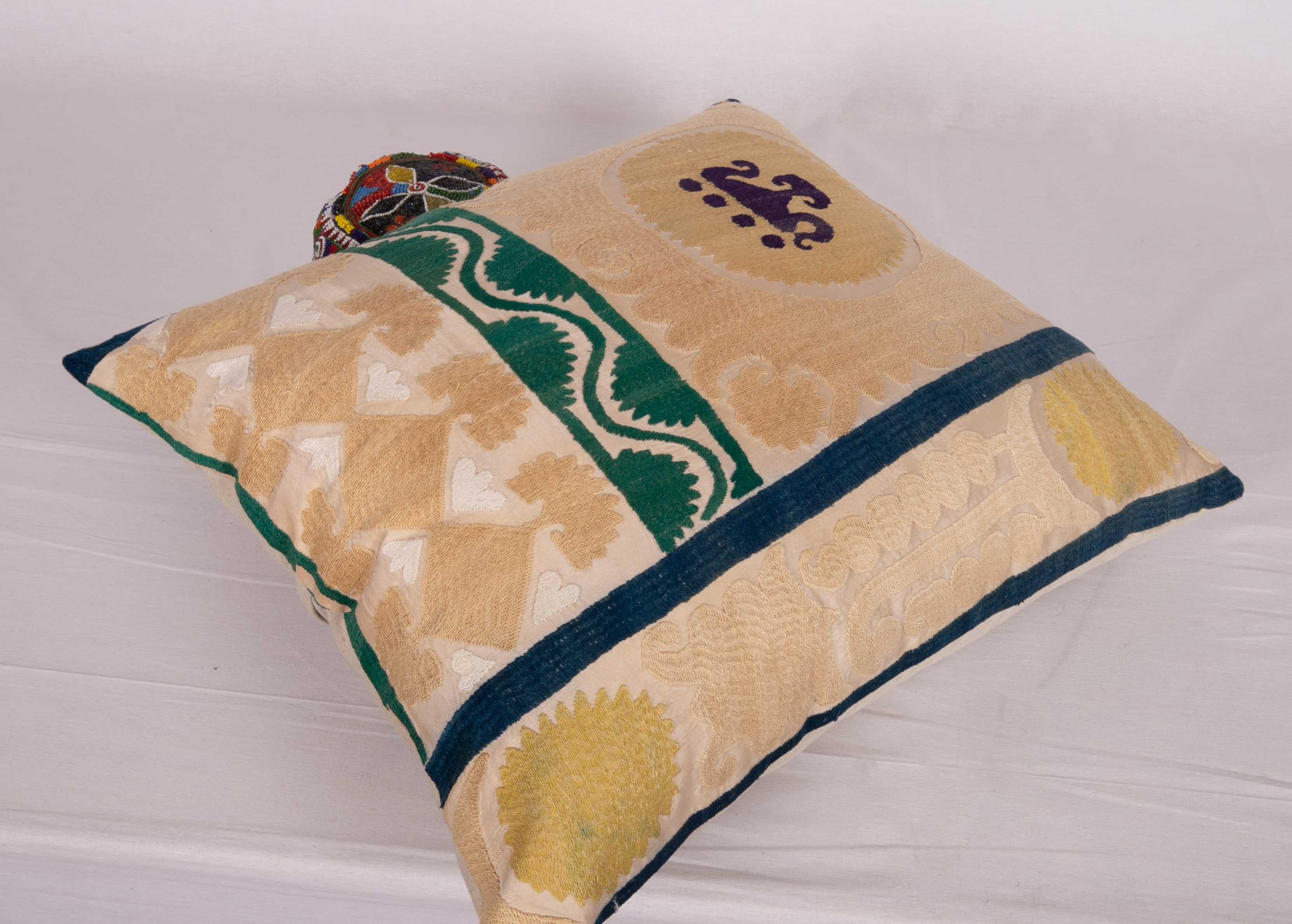 Cotton Suzani Pillow Case, Made from a Mid 20th C. Uzbek Suzani For Sale