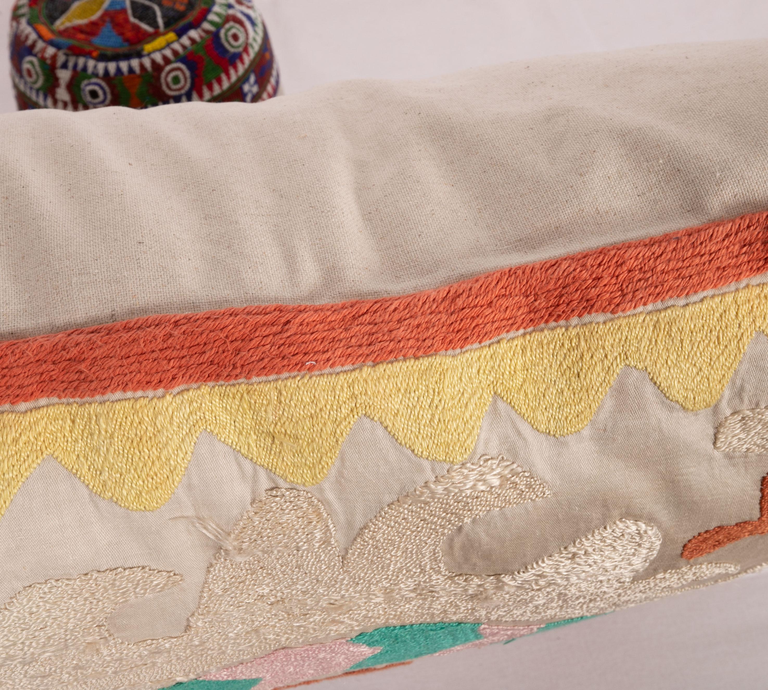 Cotton Suzani Pillow Case Made from a Tajik Suzani, Mid-20th Century For Sale