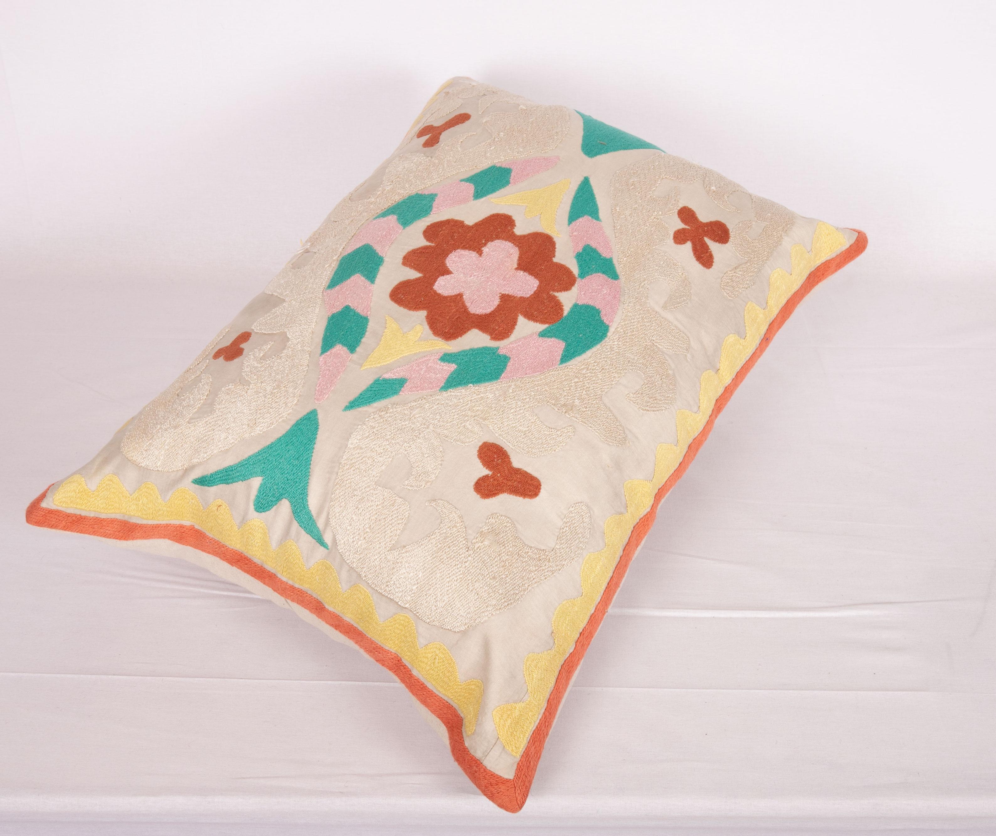 Suzani Pillow Case Made from a Tajik Suzani, Mid-20th Century For Sale 1