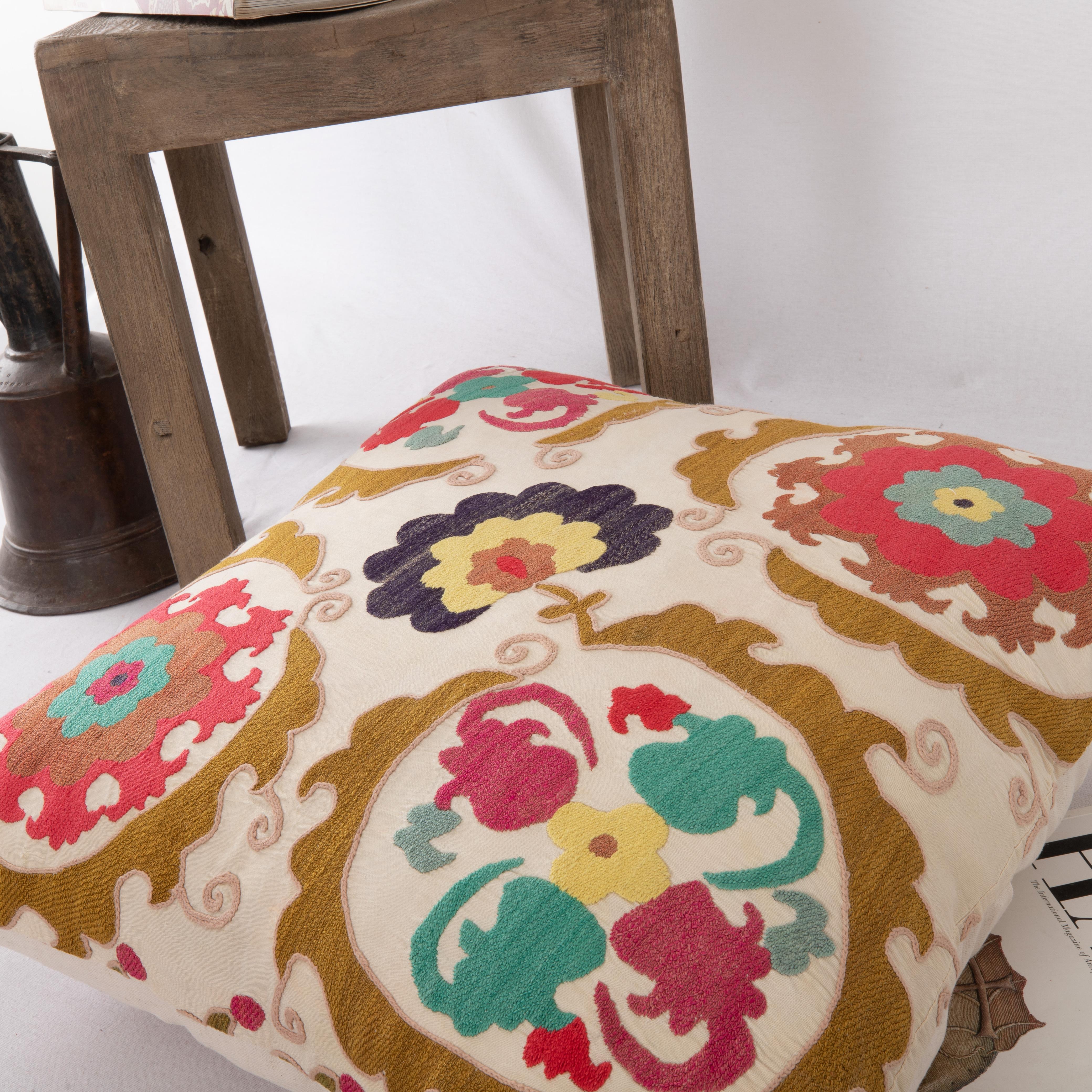 Silk Suzani Pillow Case Made from a Vintage Suzani, 1970s For Sale