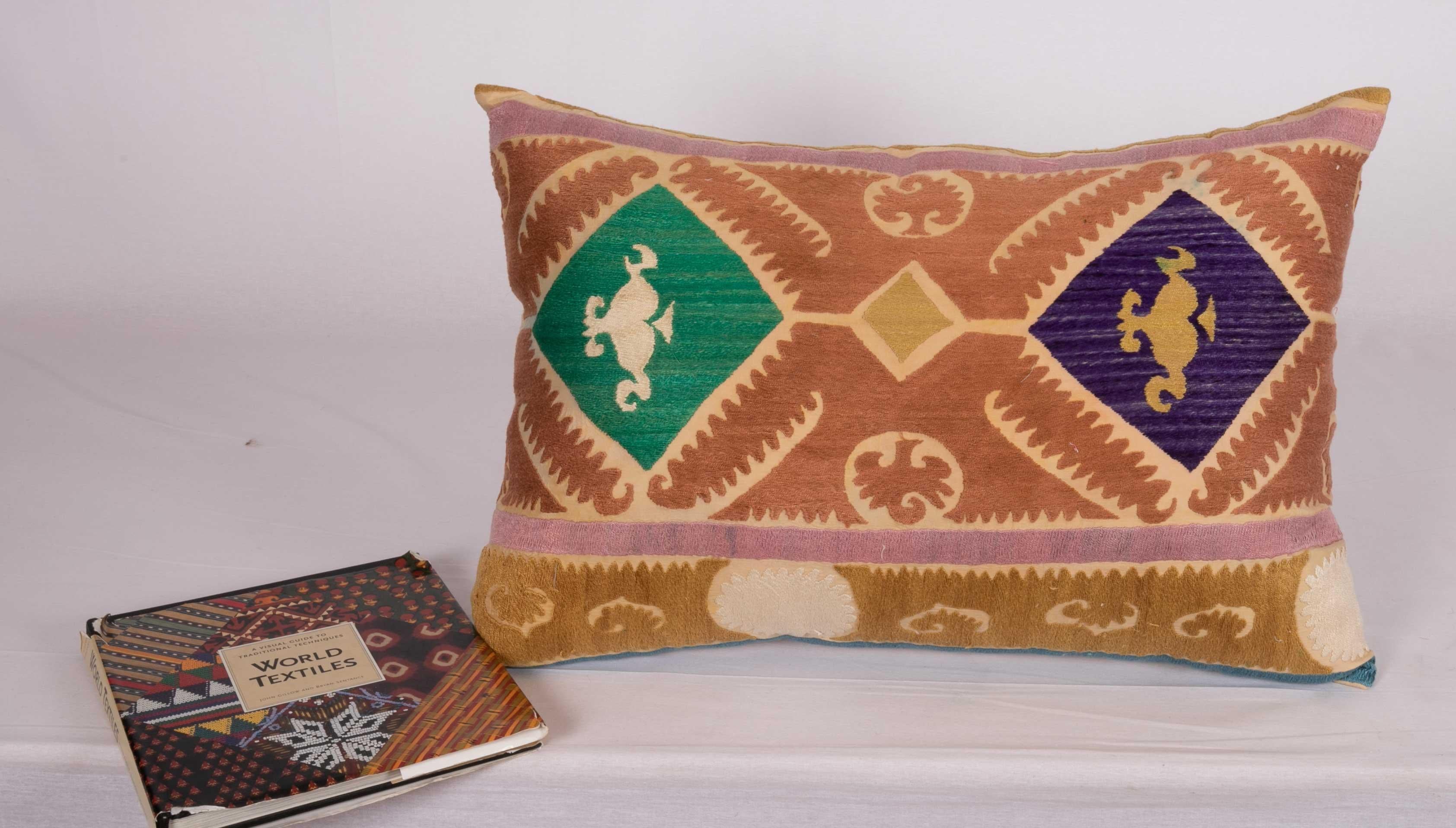 Cotton Suzani Pillow Case Made from a Vintage Uzbek Suzani, Mid-20th Century