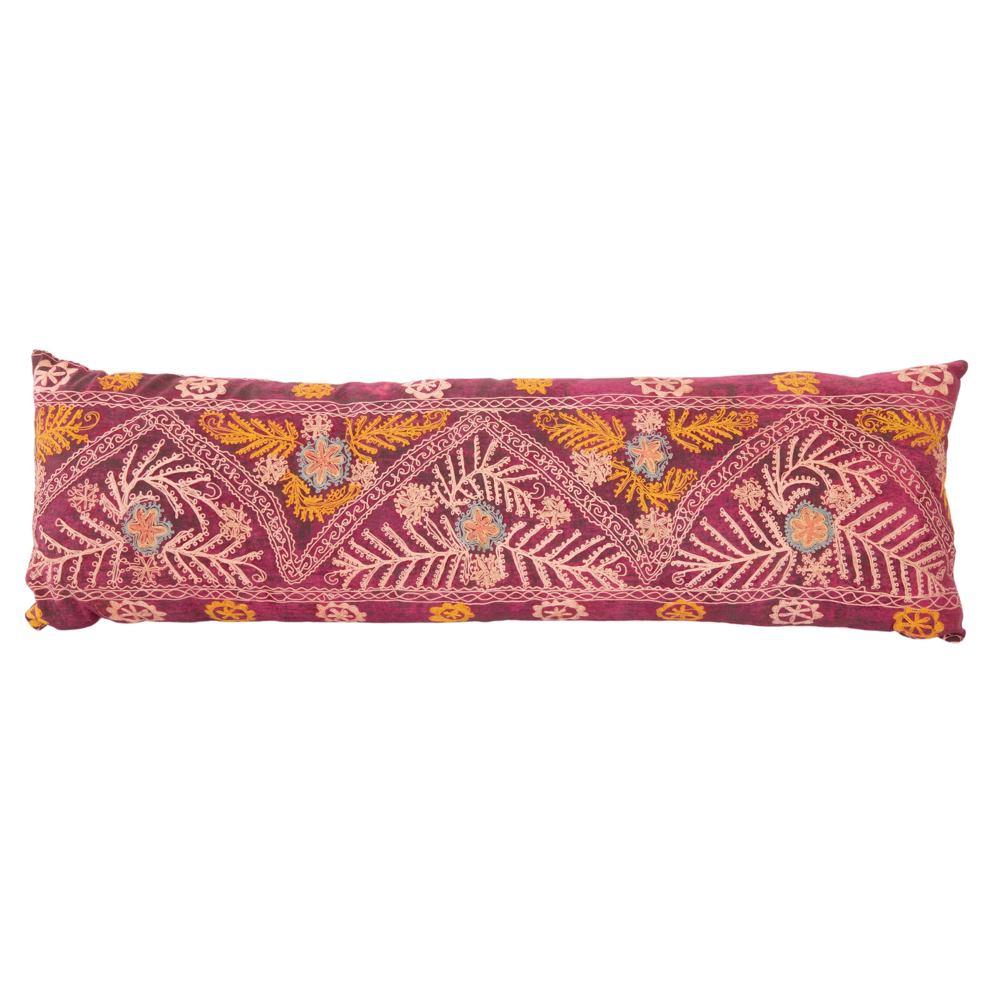 Suzani Pillow Case Made from a Vintage Velvet Ground Suzani, Mid-20th Century For Sale