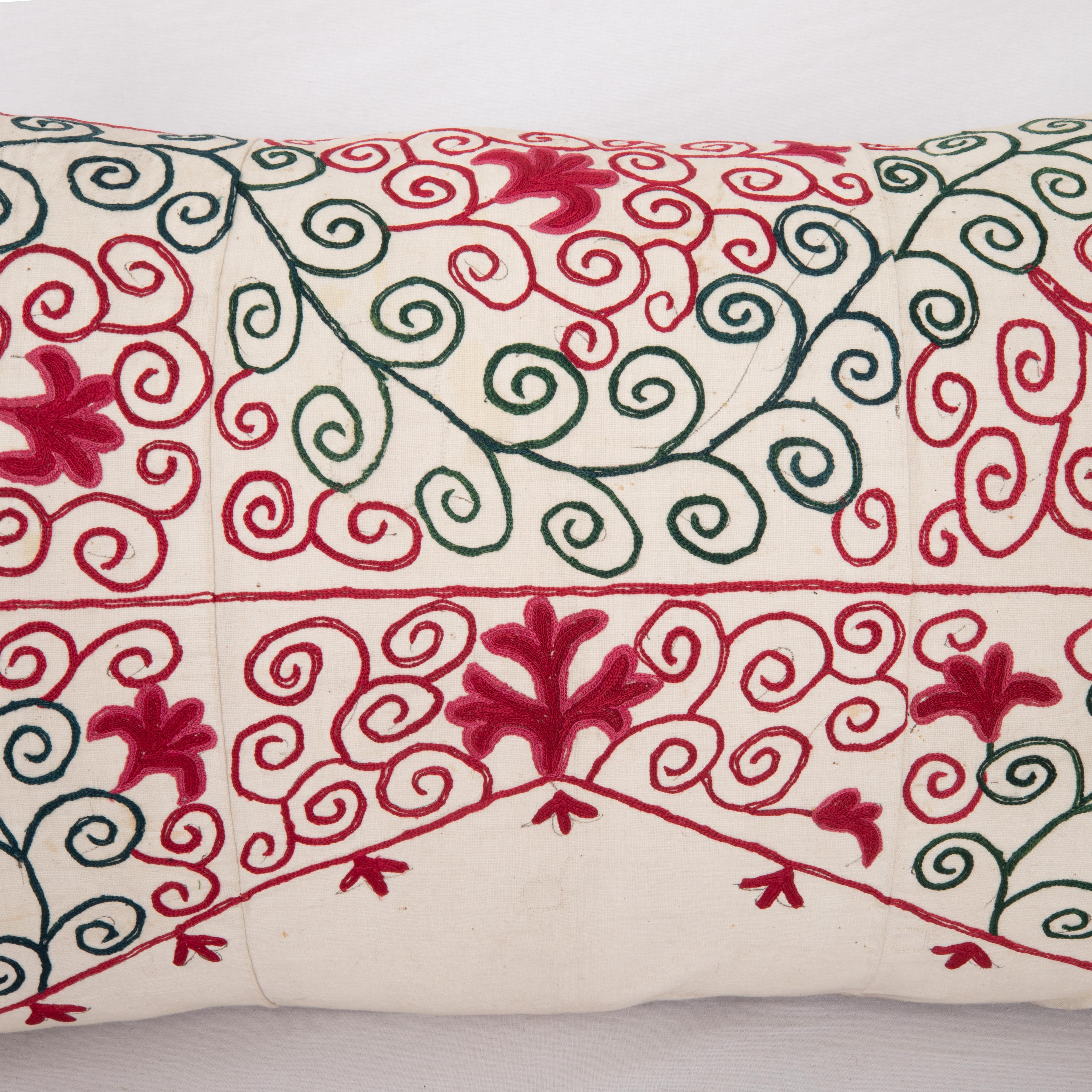 Embroidered Suzani Pillow Case Made from an Antique Suzani, Early 20th Century For Sale