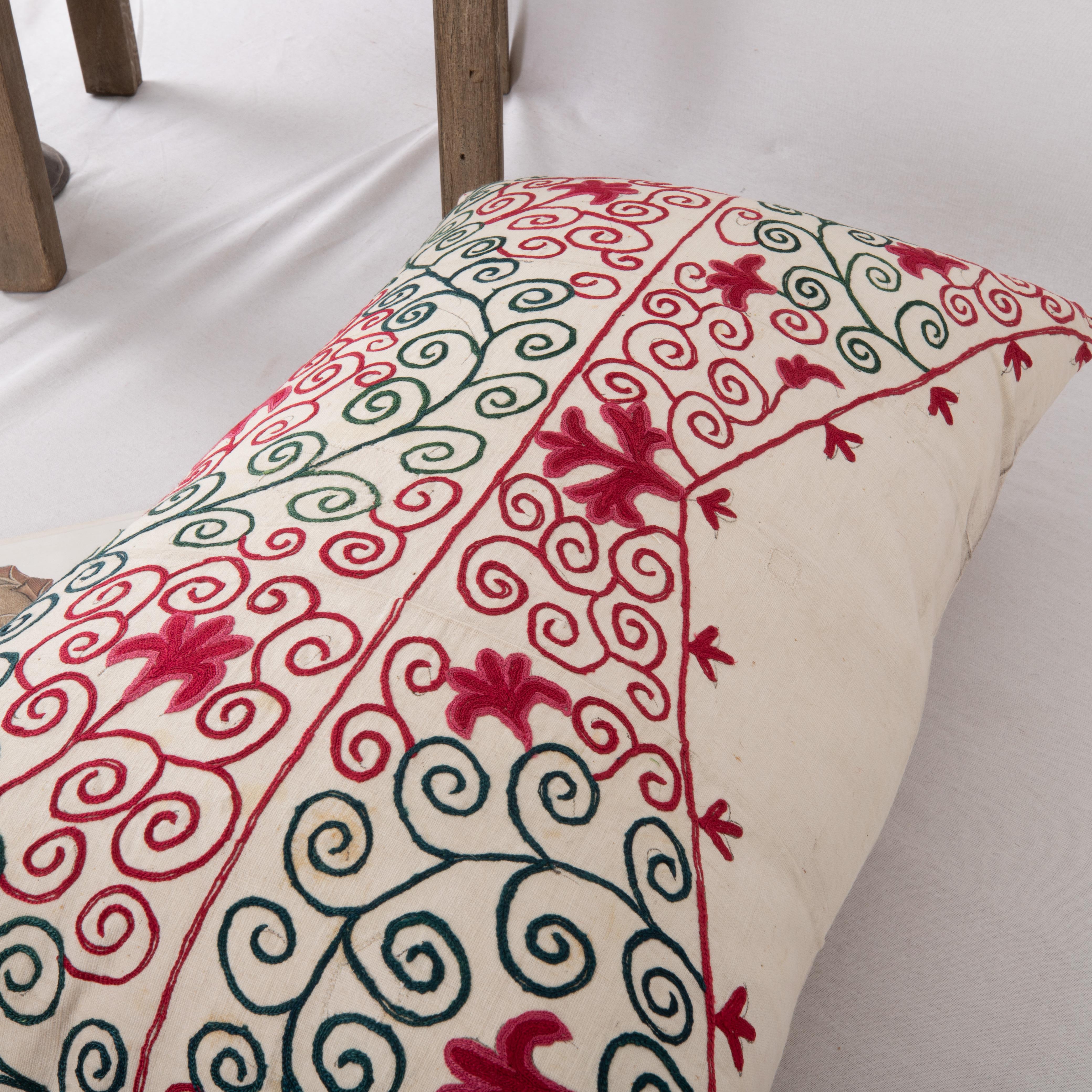 Cotton Suzani Pillow Case Made from an Antique Suzani, Early 20th Century For Sale