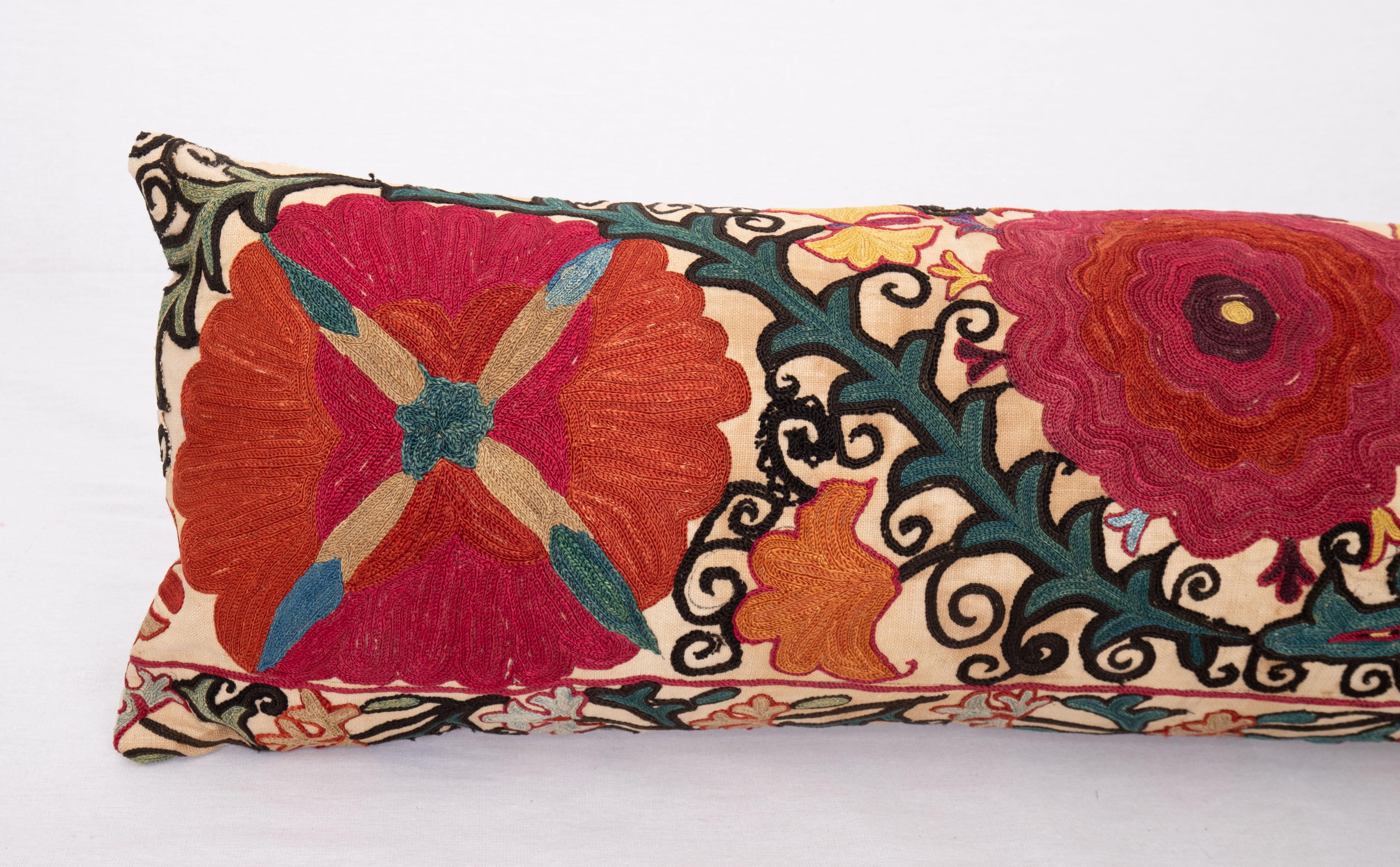 Uzbek Suzani Pillow Case Made from an Antique Suzani Fragment, 19th Century