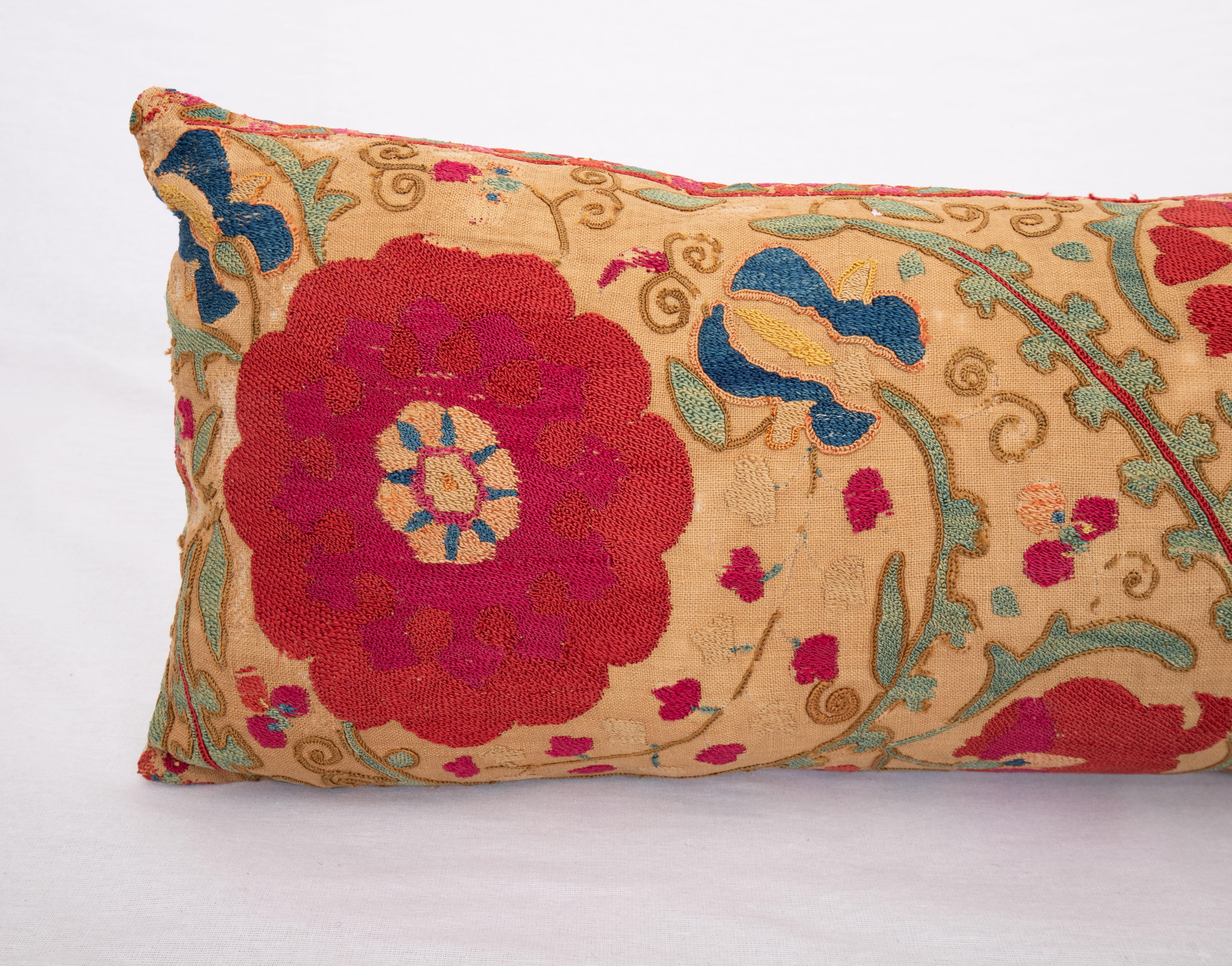 Uzbek Suzani Pillow Case Made from an Antique Suzani Fragment, 19th Century