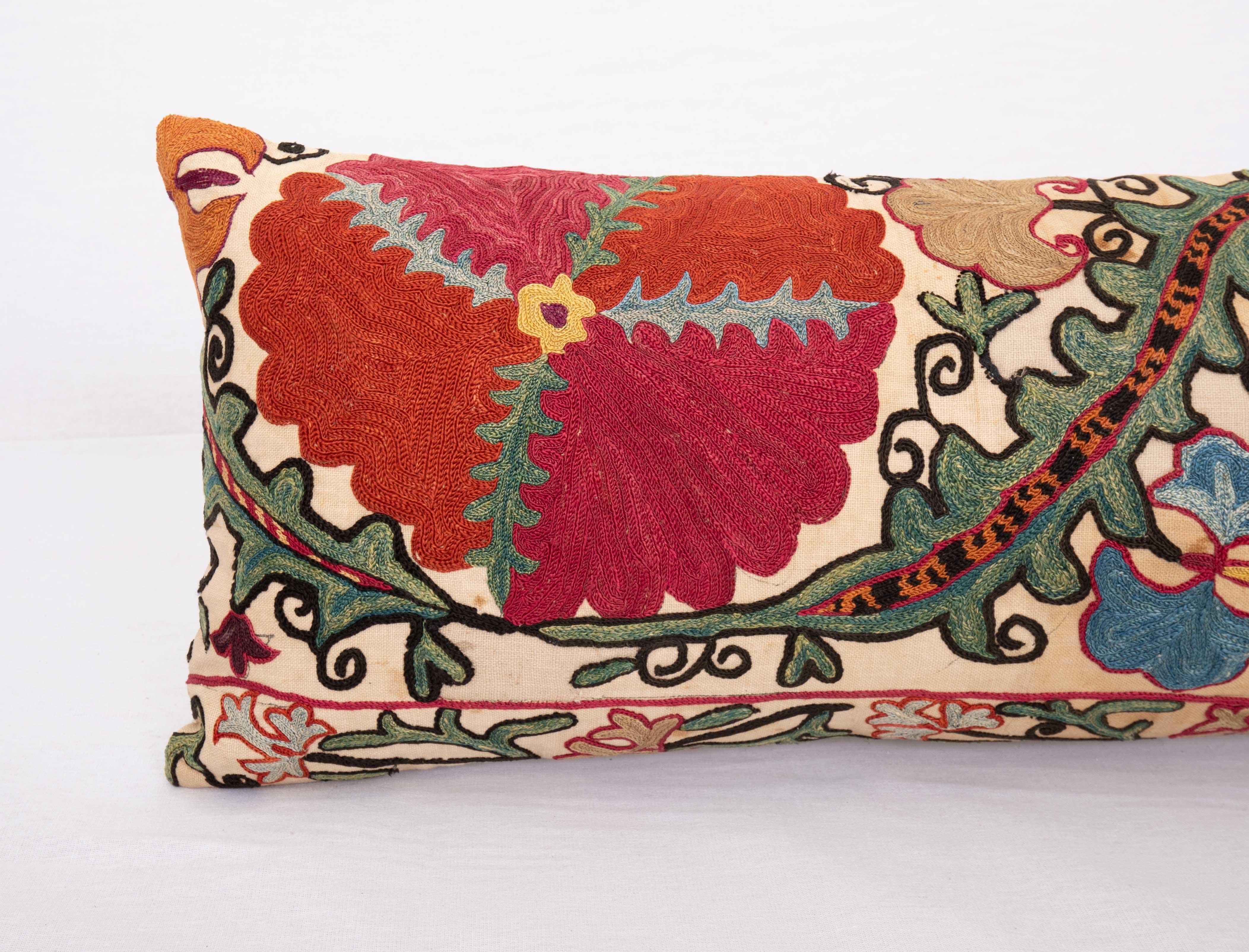 Uzbek Suzani Pillow Case Made from an Antique Suzani Fragment, 19th C