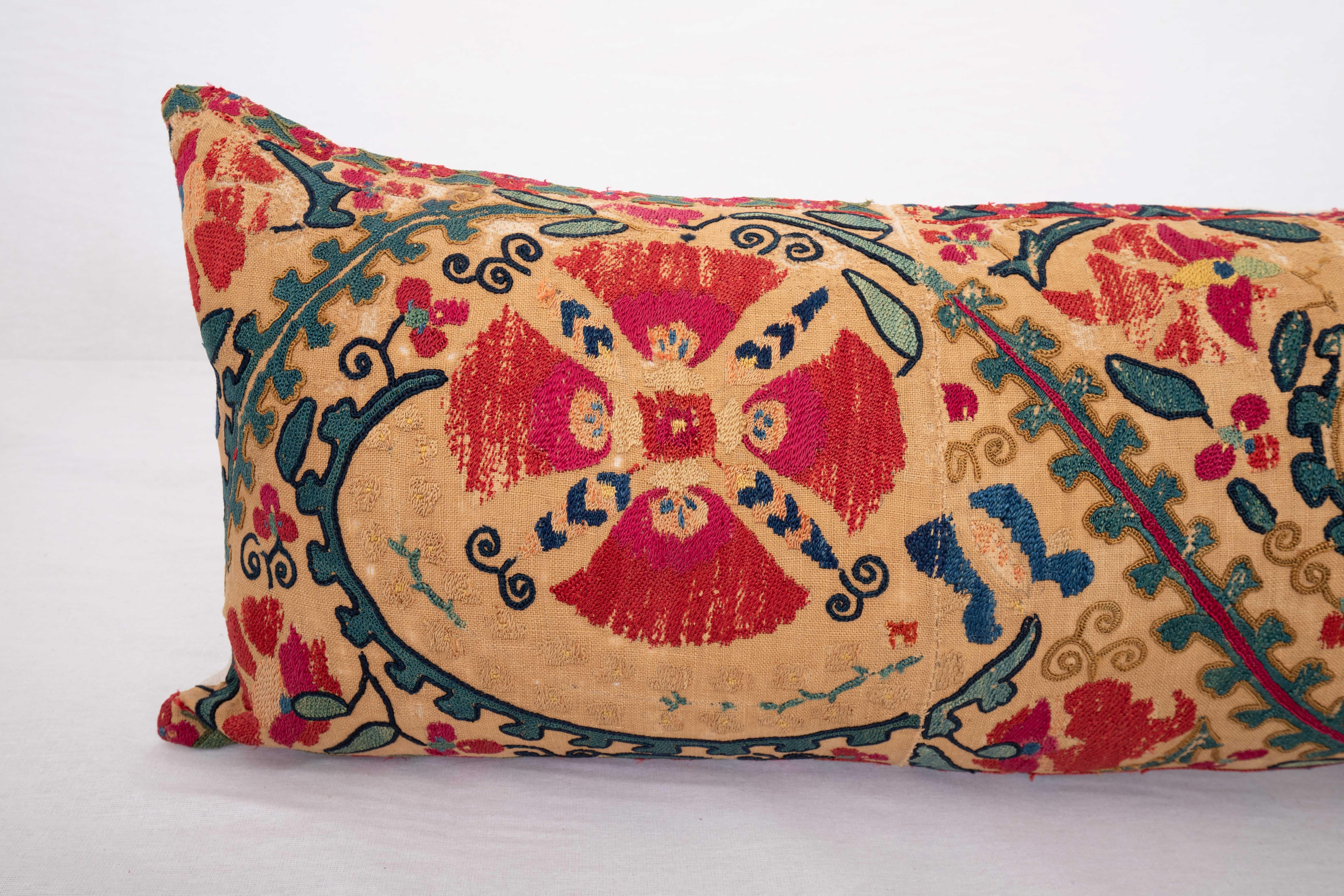 Uzbek Suzani Pillow Case made from an Antique suzani Fragment, 19th C.