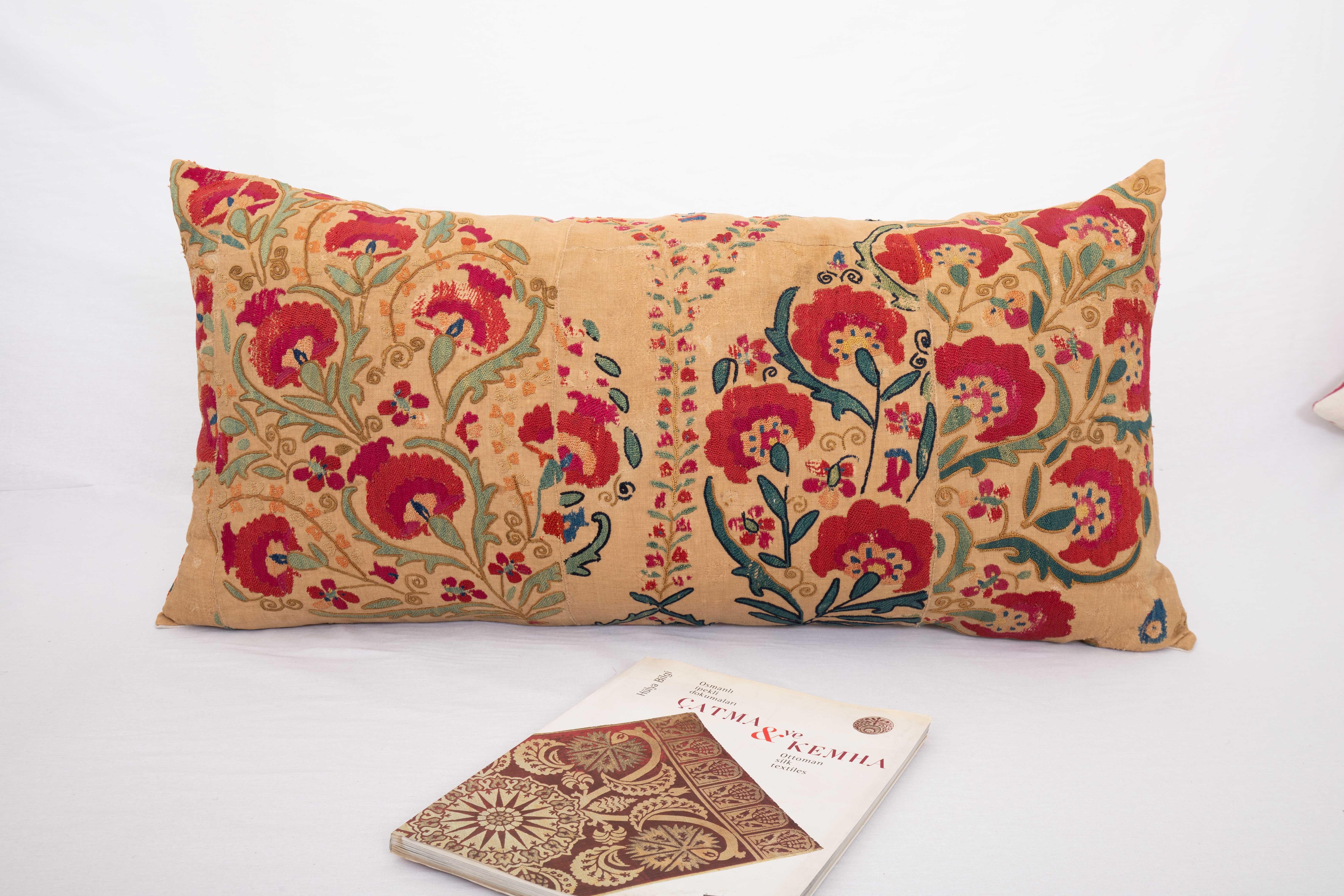 Uzbek Suzani Pillow Case made from an Antique suzani Fragment, 19th C.
