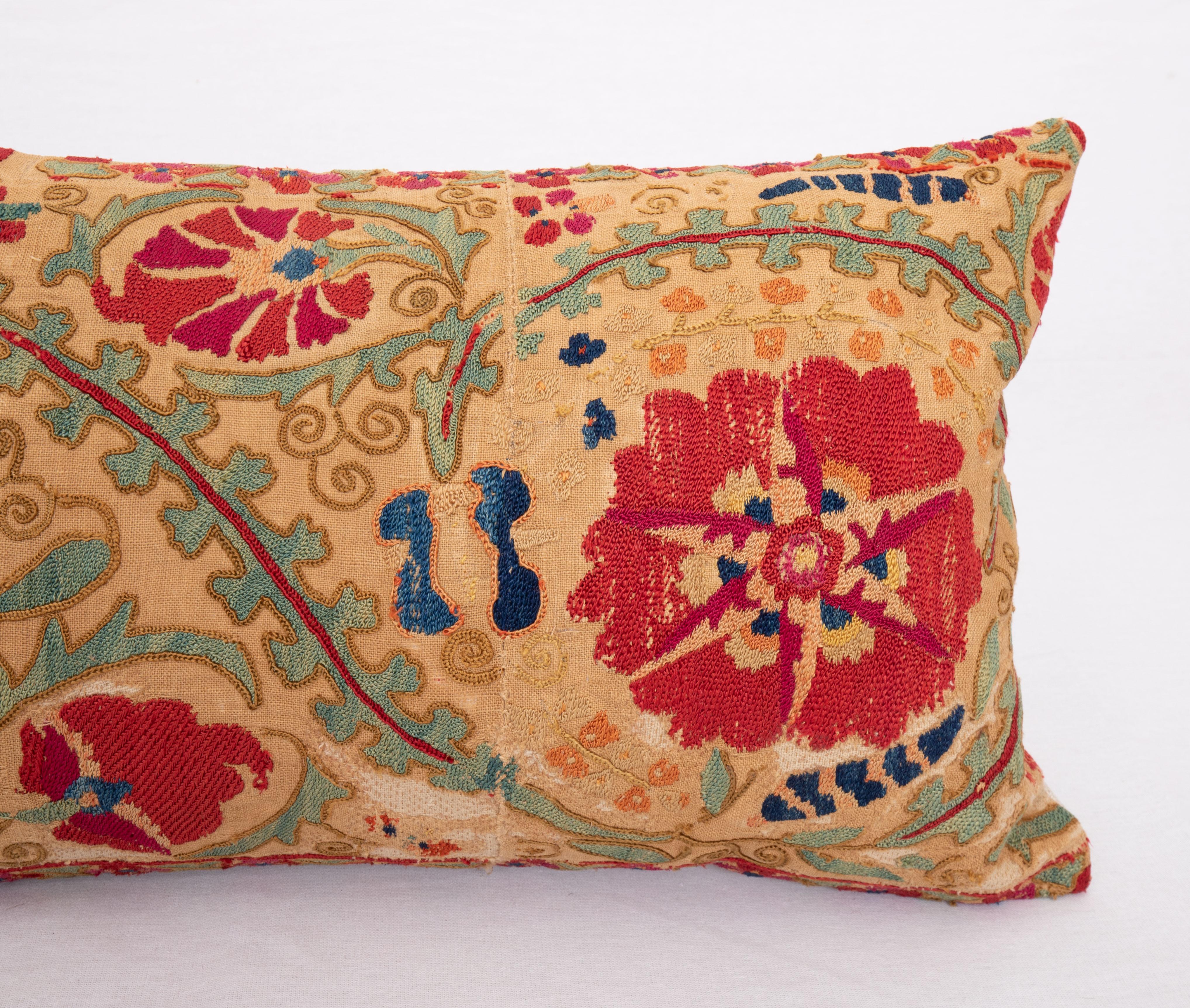 Embroidered Suzani Pillow Case Made from an Antique Suzani Fragment, 19th Century