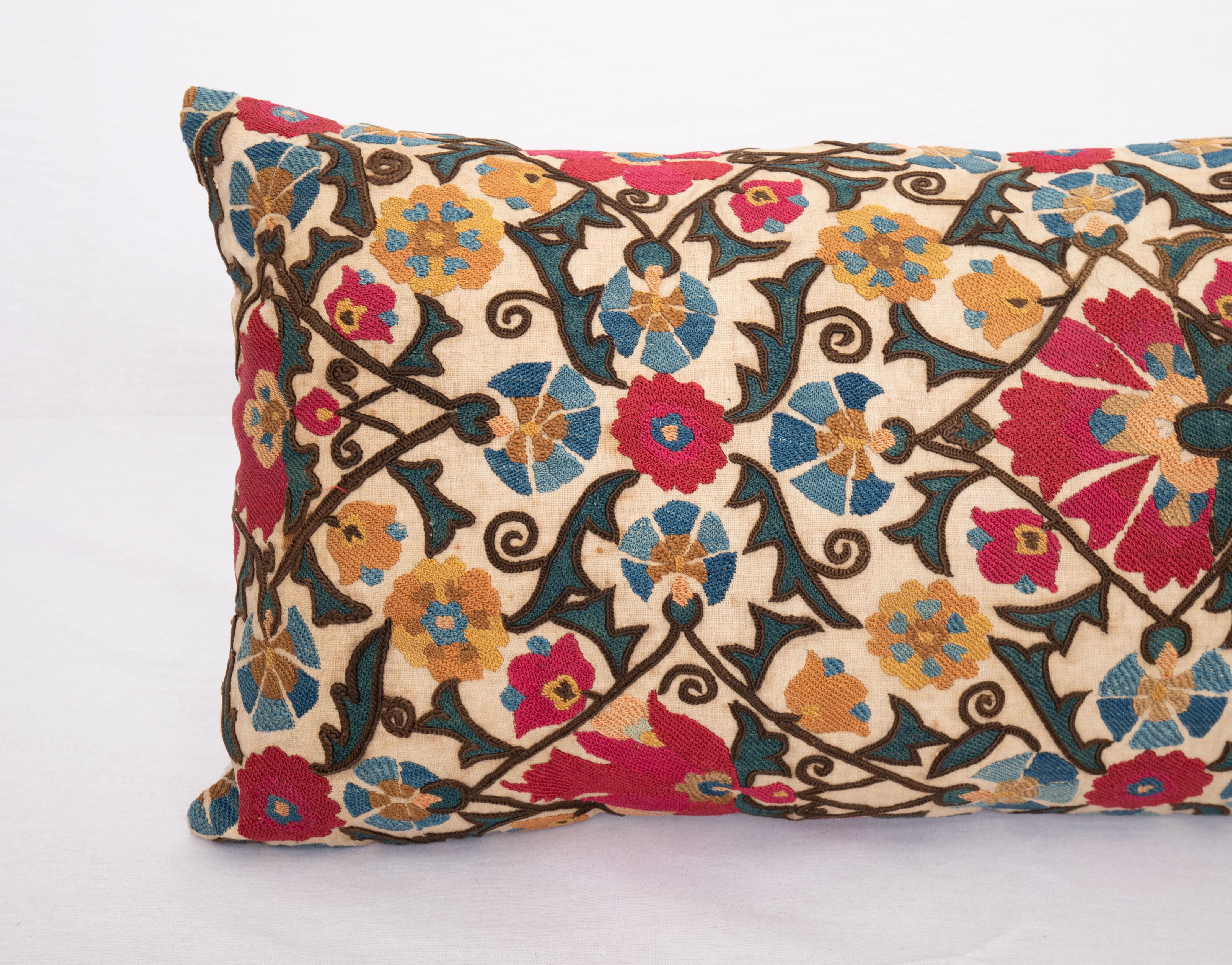 Embroidered Suzani Pillow Case Made from an Antique Suzani Fragment, 19th Century