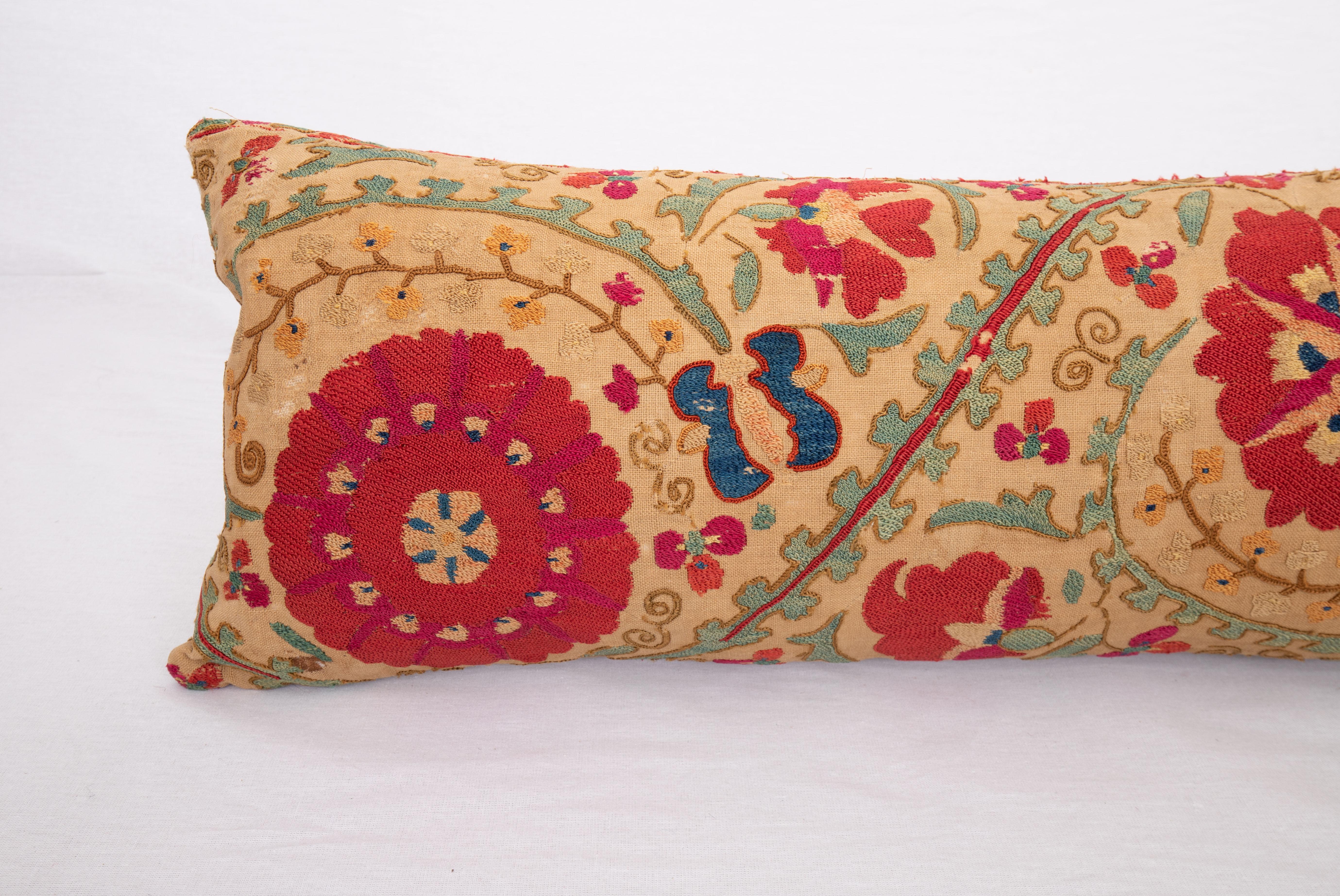 Embroidered Suzani Pillow Case Made from an Antique Suzani Fragment, 19th Century
