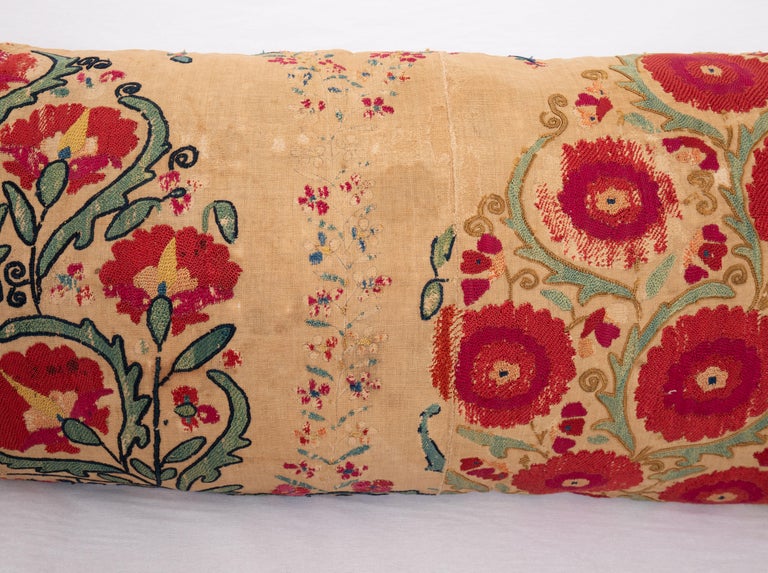 Suzani Pillow Case Made from an Antique Suzani Fragment, 19th C For