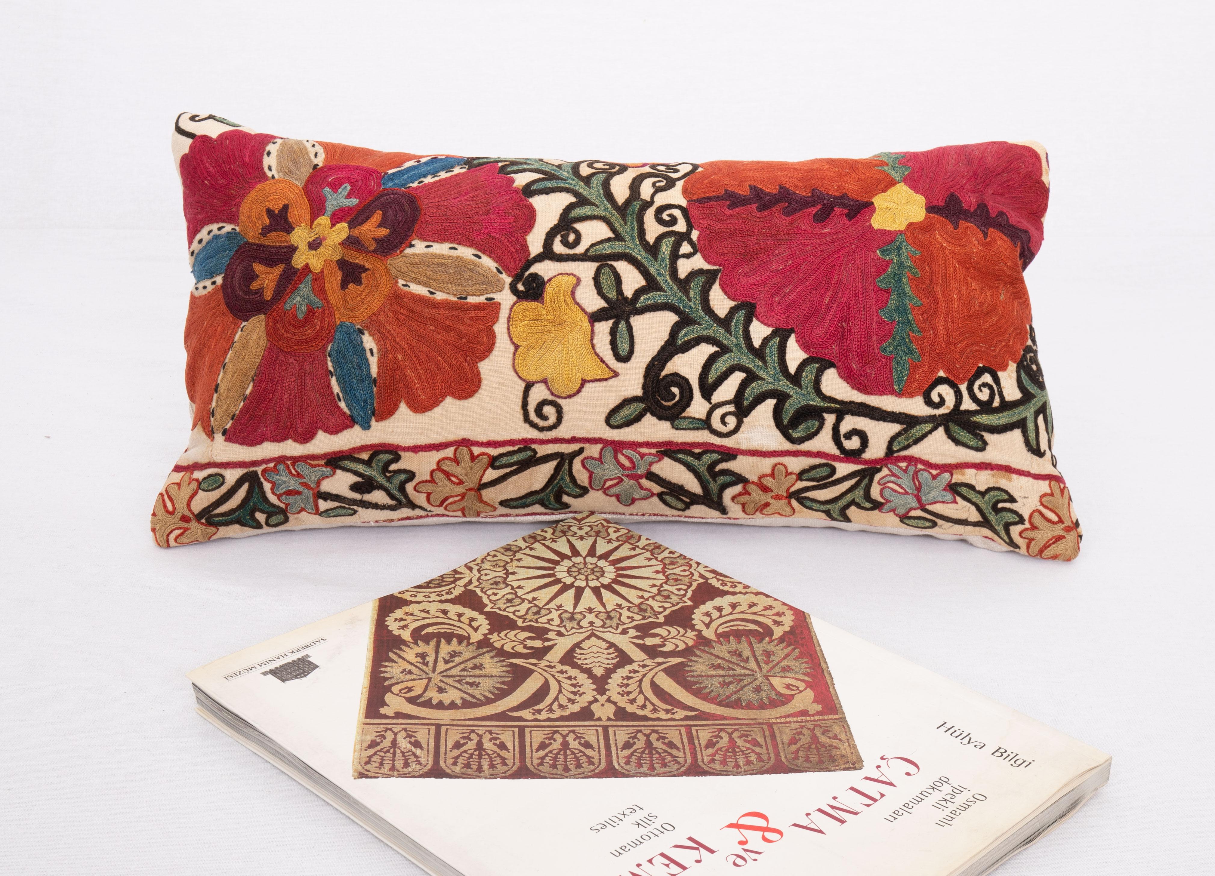 Suzani Pillow Case Made from an Antique Suzani Fragment, 19th Century In Fair Condition In Istanbul, TR