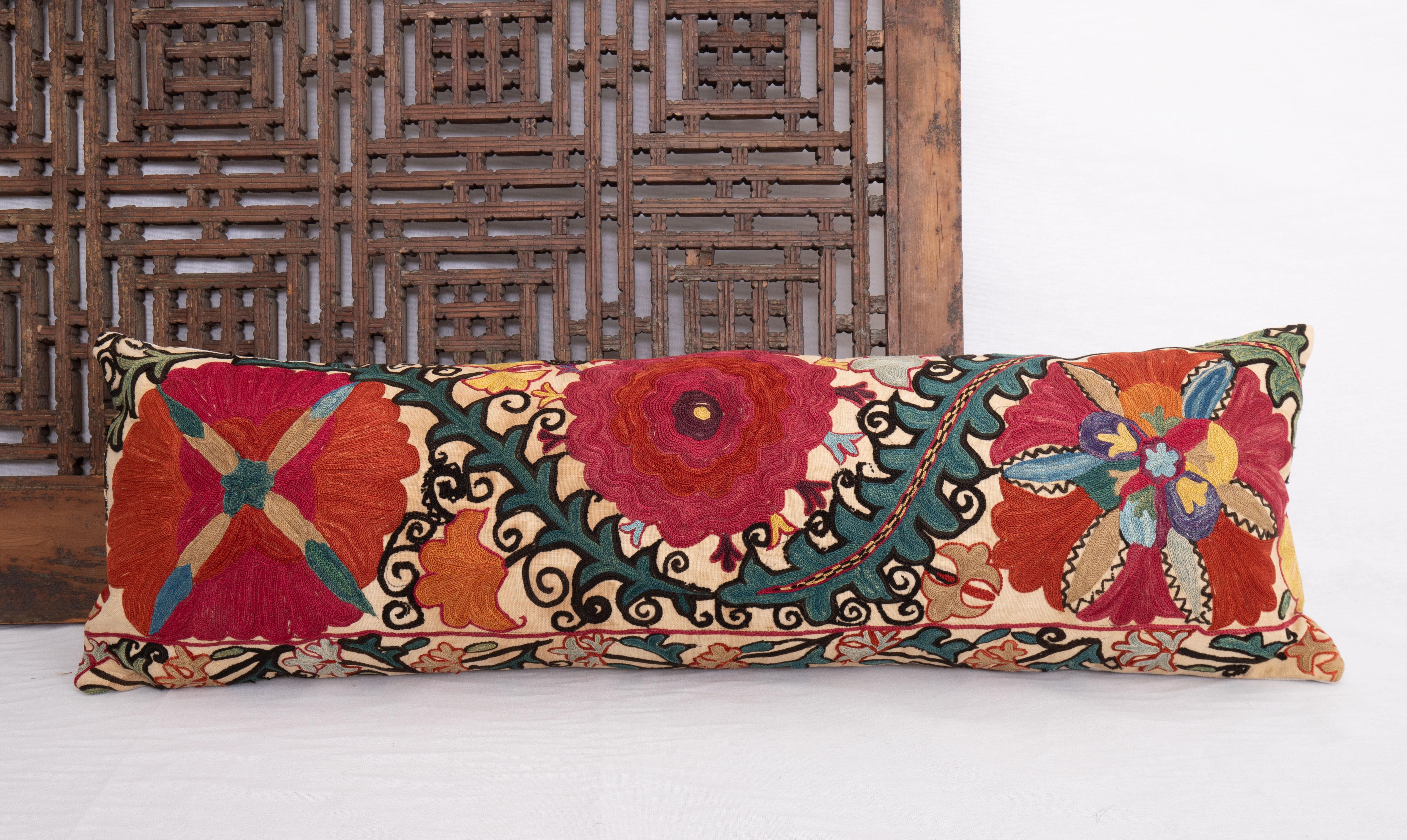 Suzani Pillow Case Made from an Antique Suzani Fragment, 19th Century 1