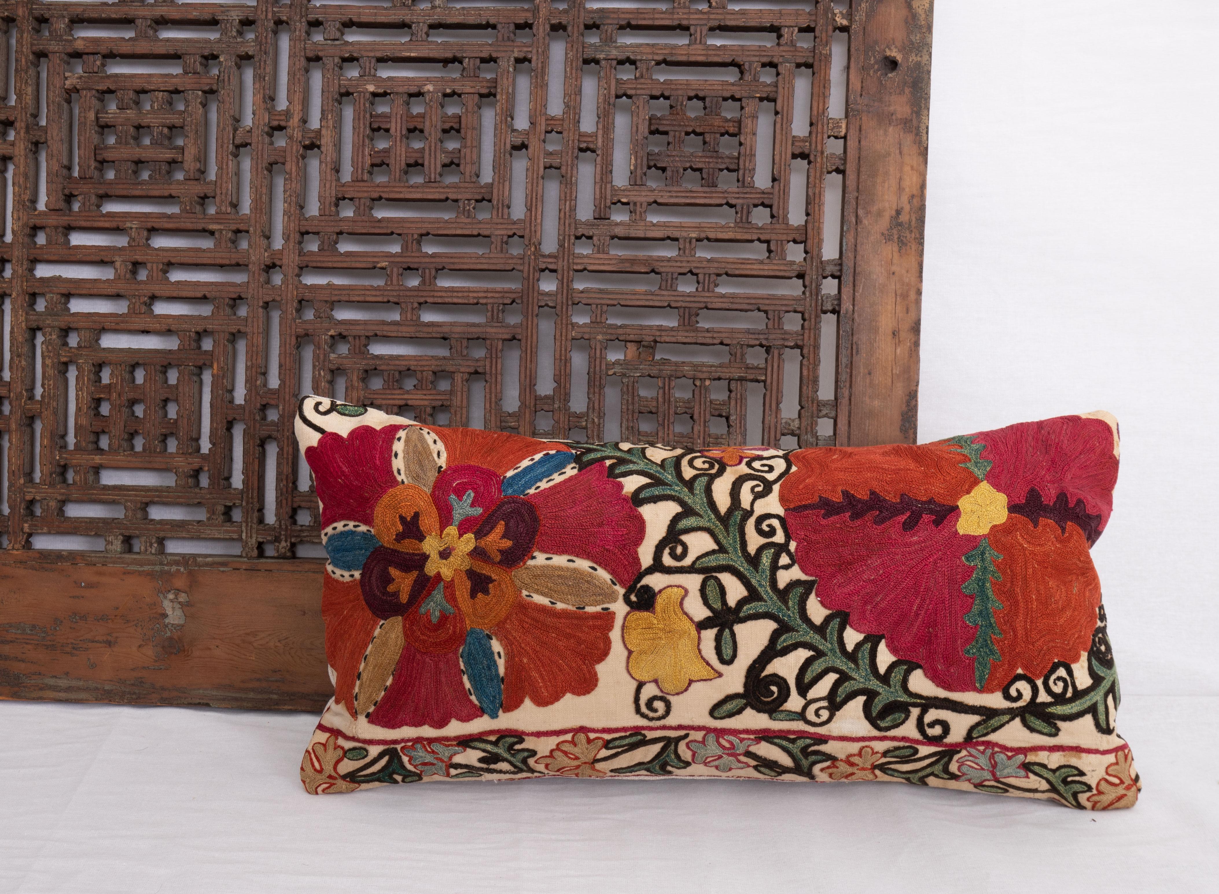 Suzani Pillow Case Made from an Antique Suzani Fragment, 19th Century 2