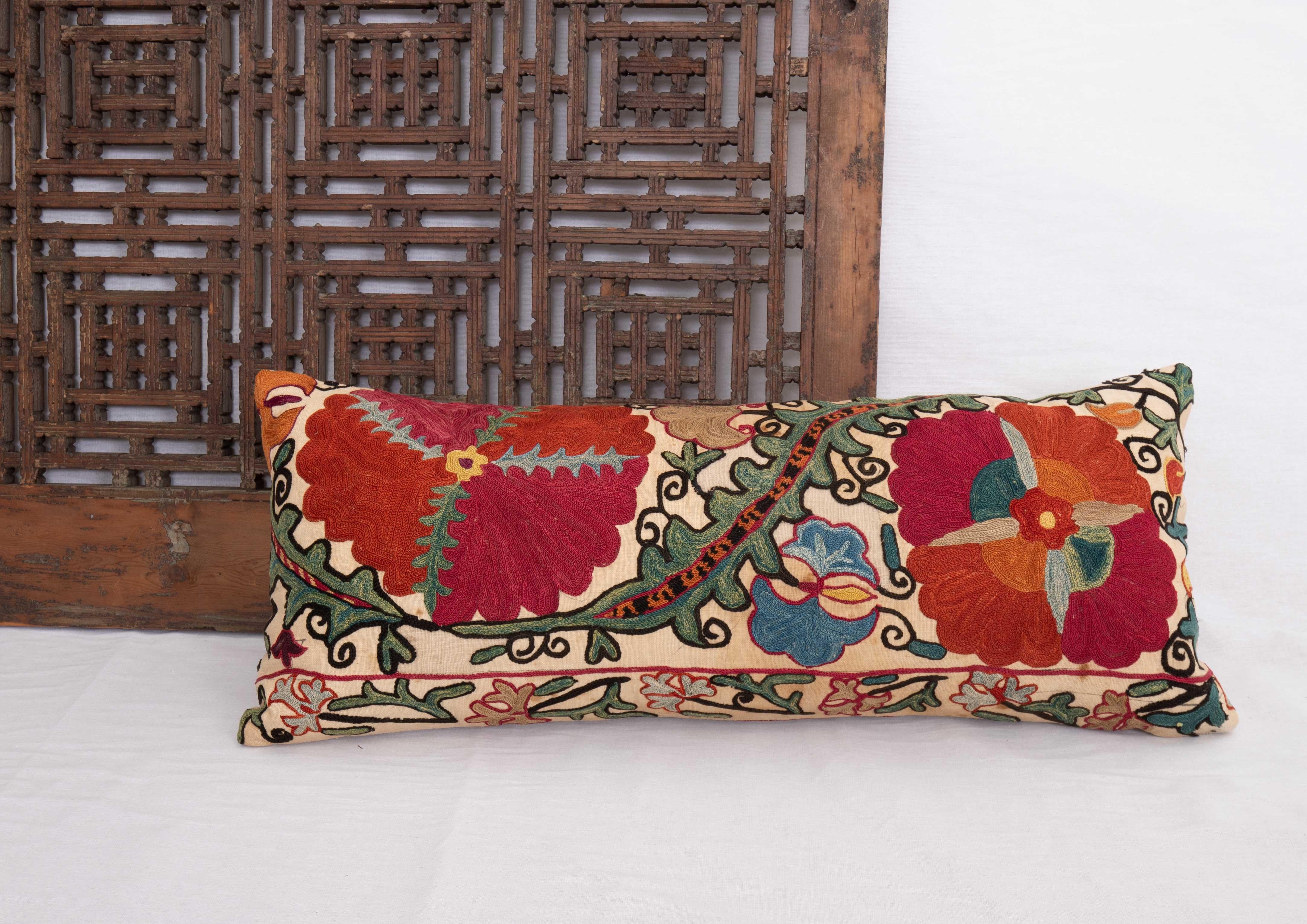 Suzani Pillow Case Made from an Antique Suzani Fragment, 19th C 1