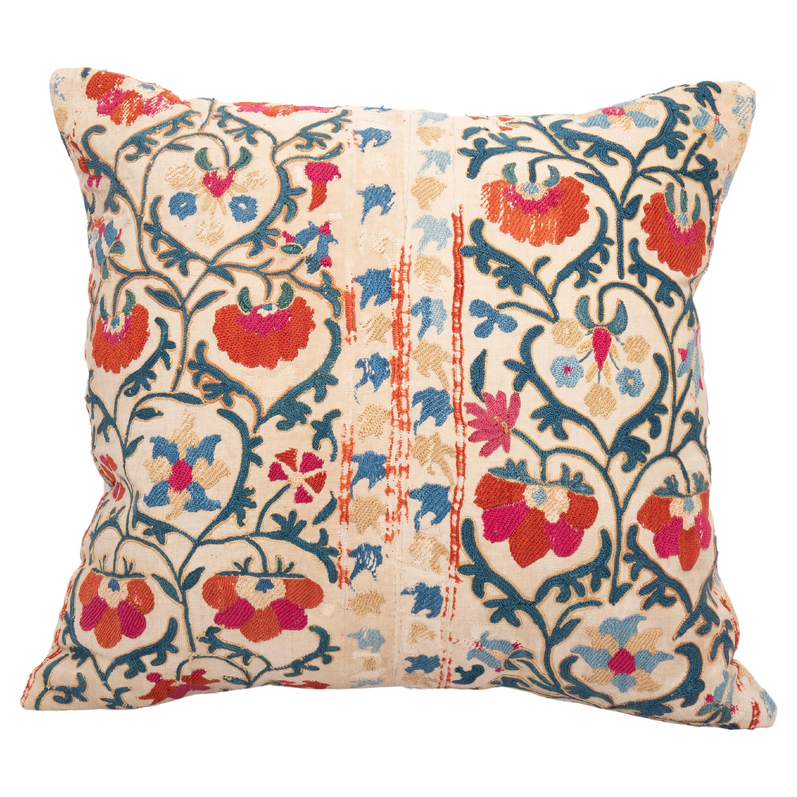 Suzani Pillow Case Made from an Antique Suzani Fragment, 19th Century For Sale