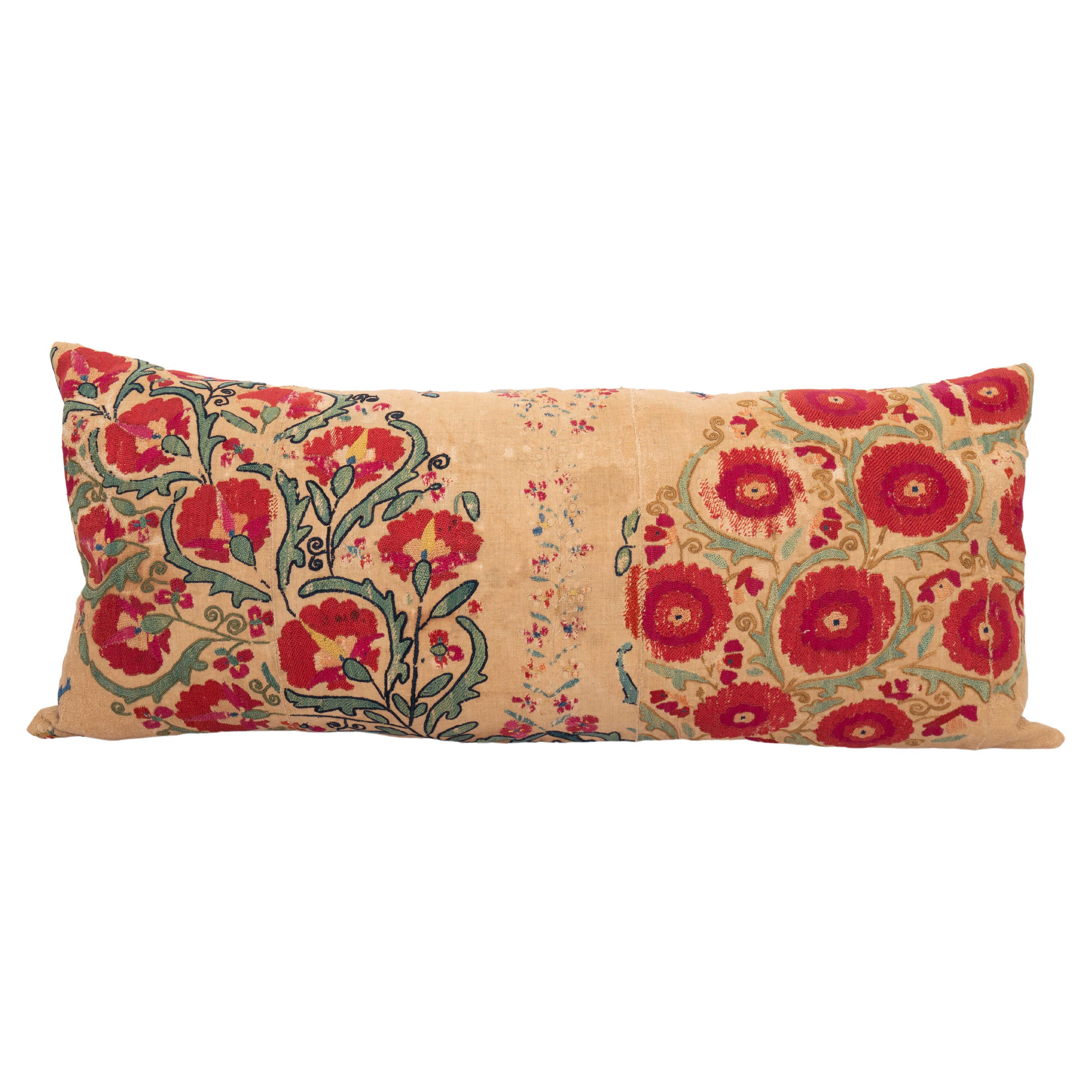 Suzani Pillow Case Made from an Antique Suzani Fragment, 19th C For