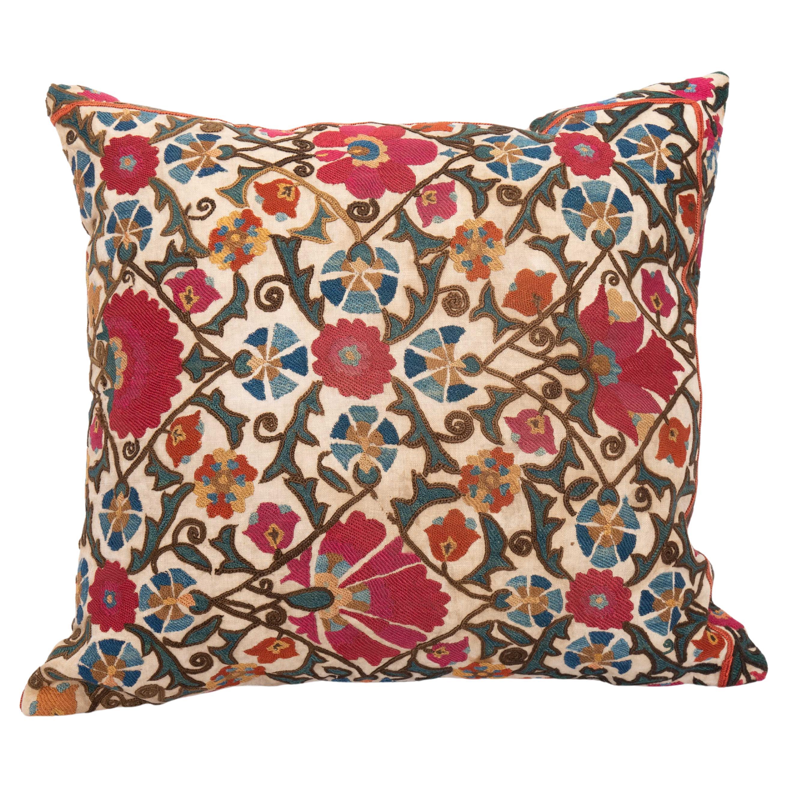 Suzani Pillow Case Made from an Antique Suzani Fragment, 19th C For