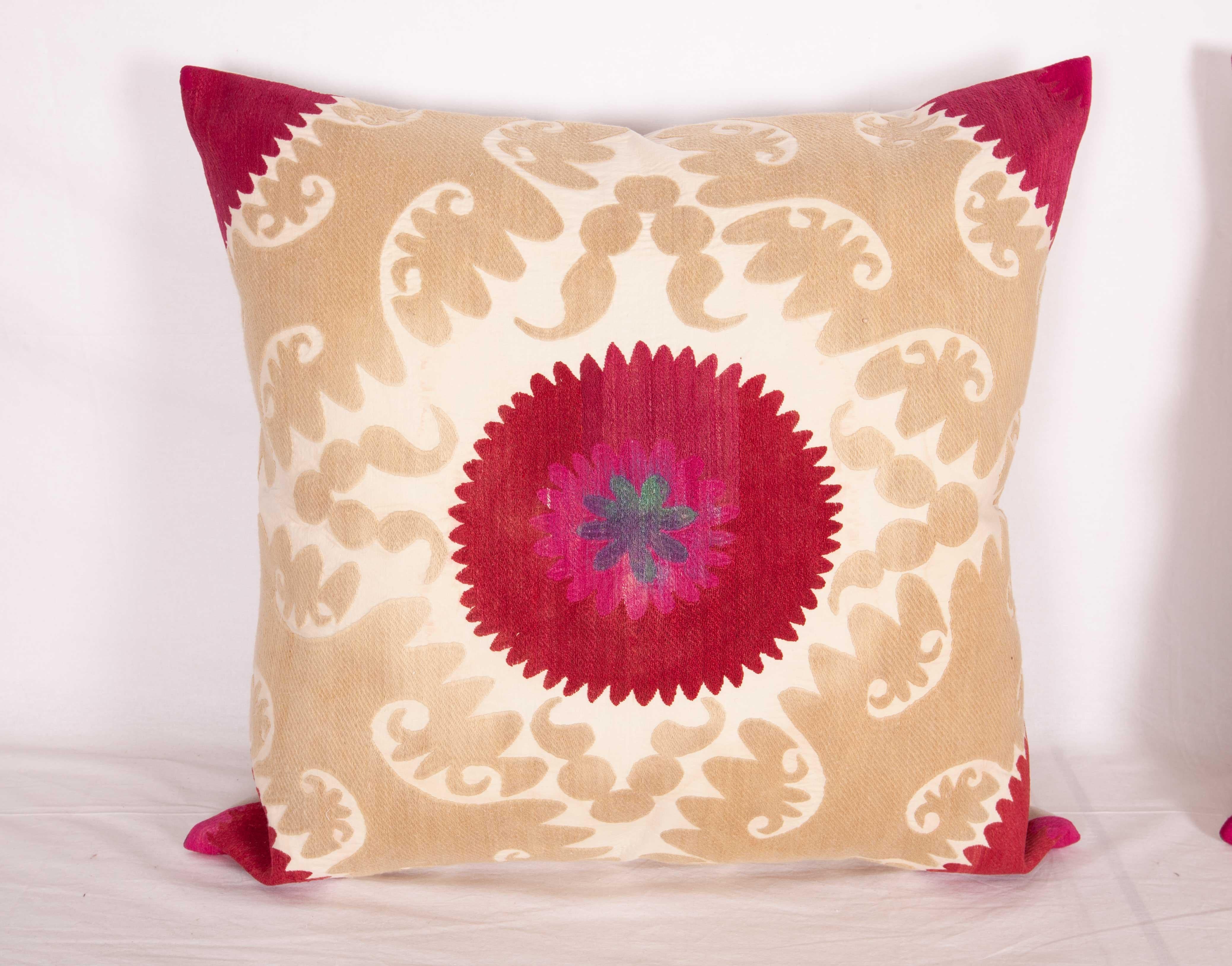Embroidered Suzani Pillow Cases /Cushion Covers Made from a Mid-20th Century Uzbek Suzani