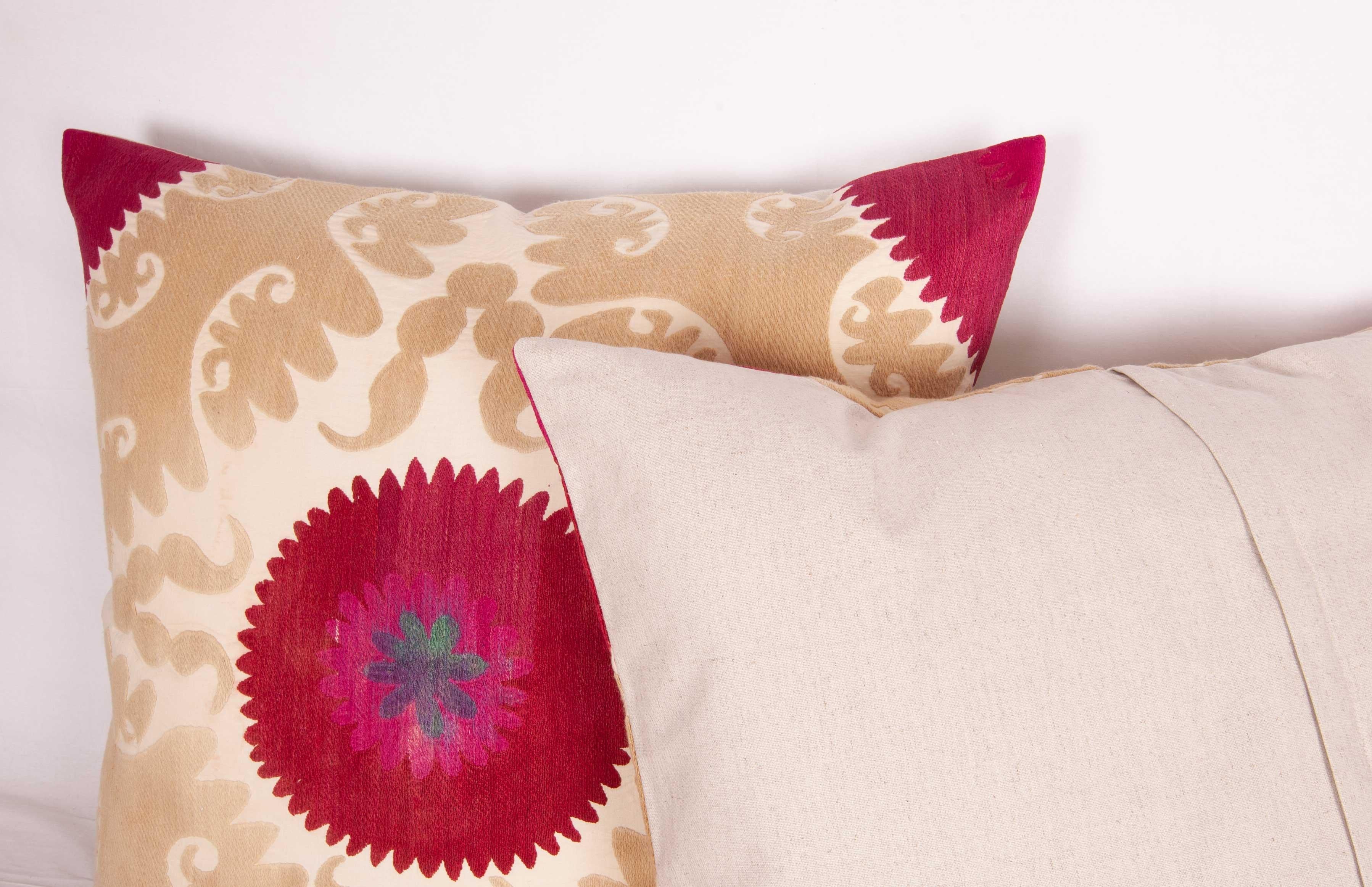 Cotton Suzani Pillow Cases /Cushion Covers Made from a Mid-20th Century Uzbek Suzani