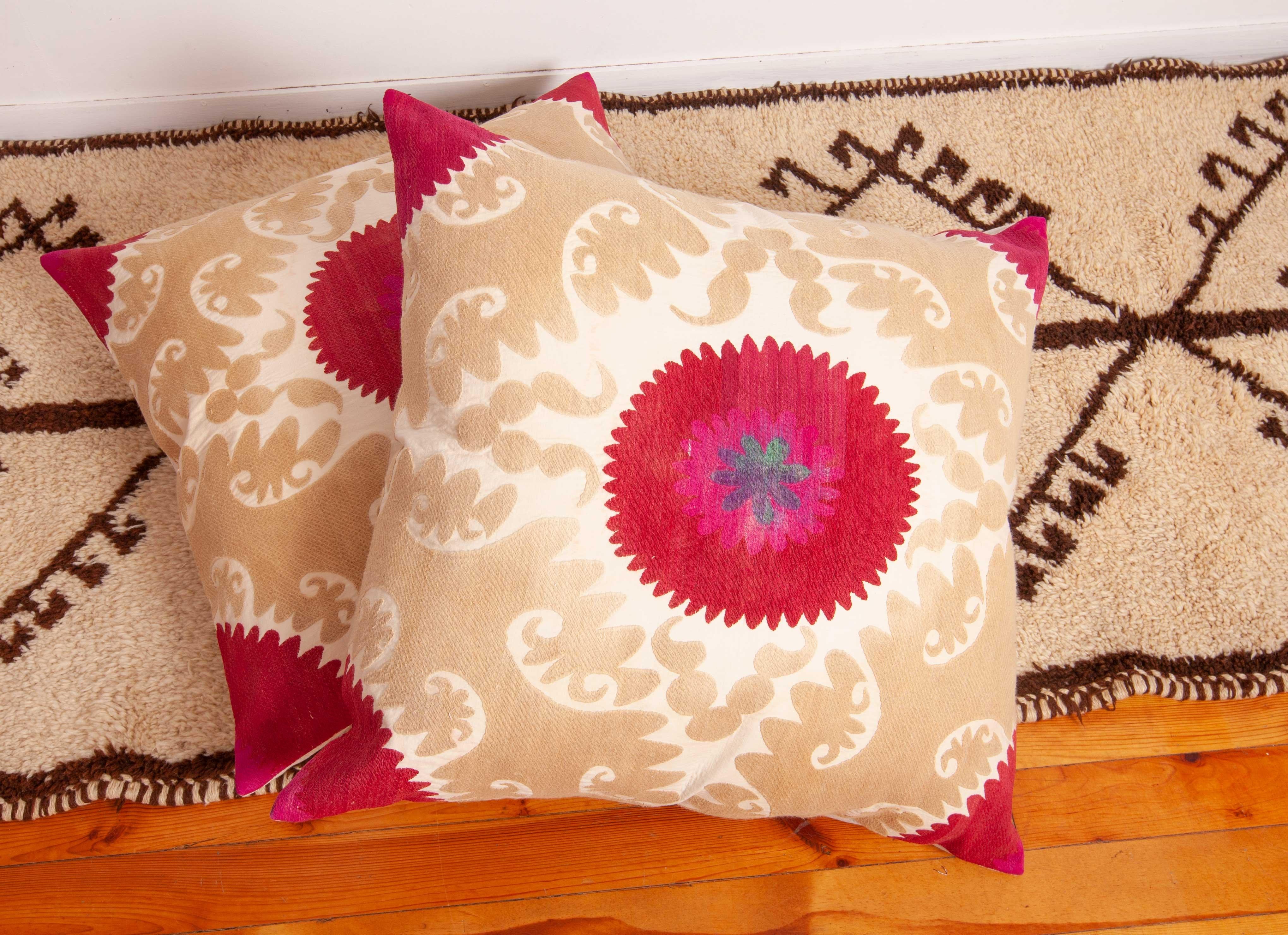 Suzani Pillow Cases /Cushion Covers Made from a Mid-20th Century Uzbek Suzani 1