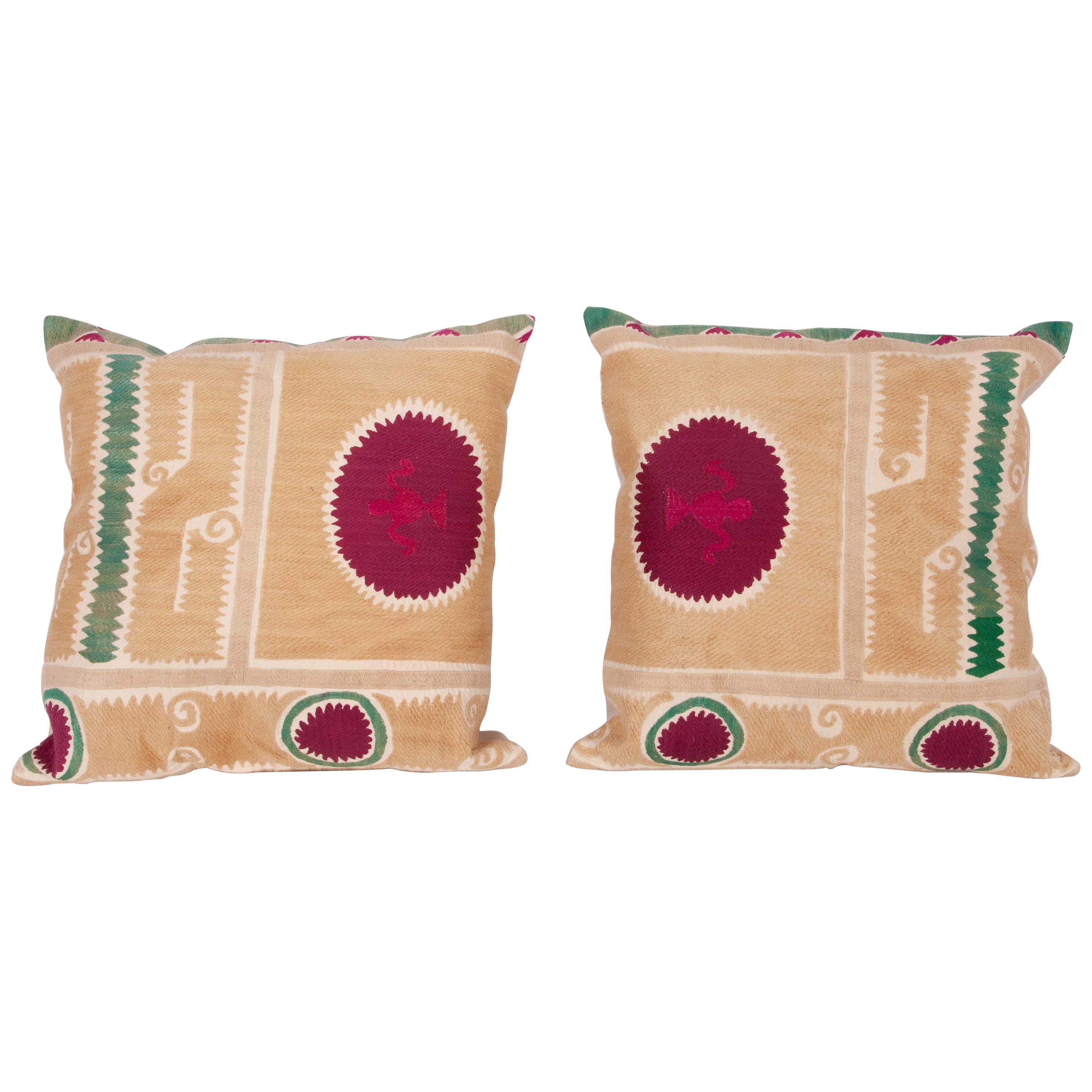 Suzani Pillow Cases Fashioned from a Mid-20th Century Samarkand Suzani For Sale