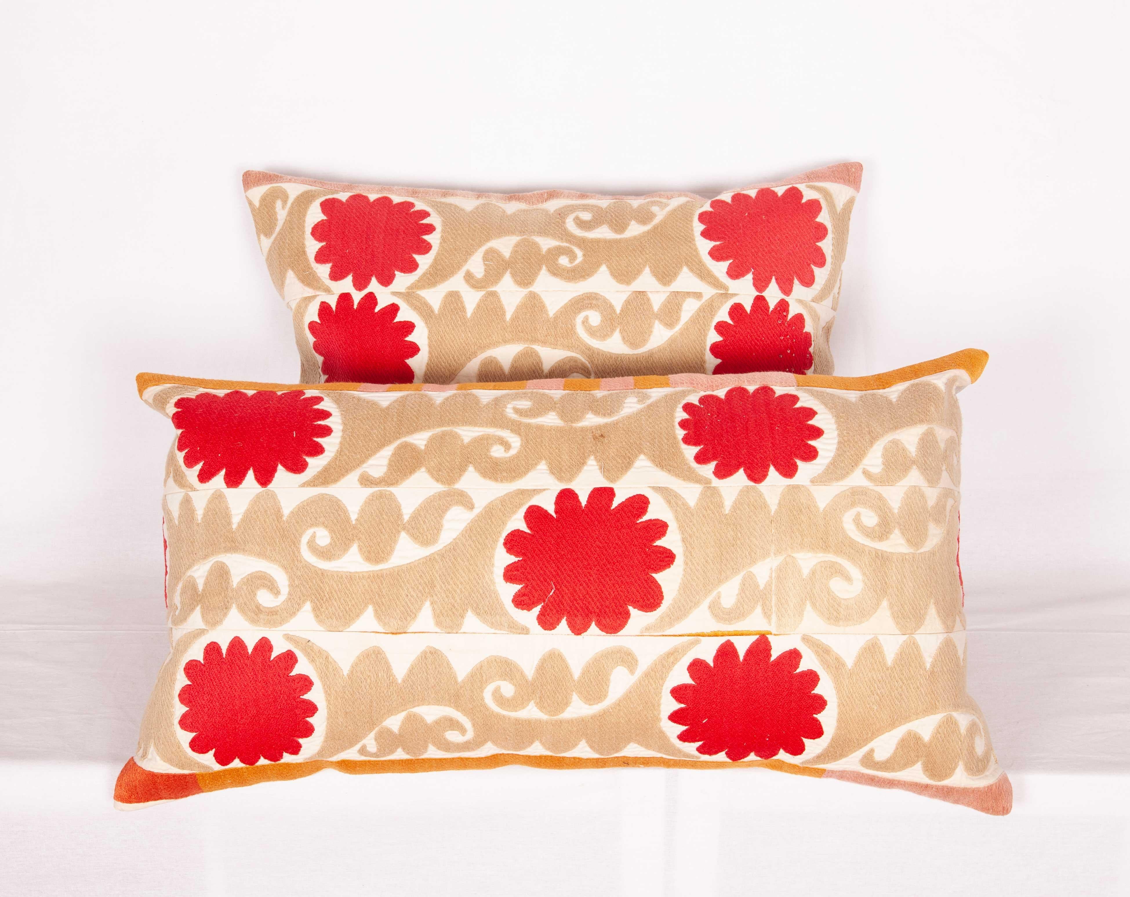 20th Century Suzani Pillow Cases Fashioned from a Vintage Uzbek Suzani For Sale