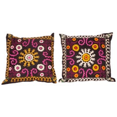 Suzani Pillow Cases Fashioned from a Antique Uzbek Suzani