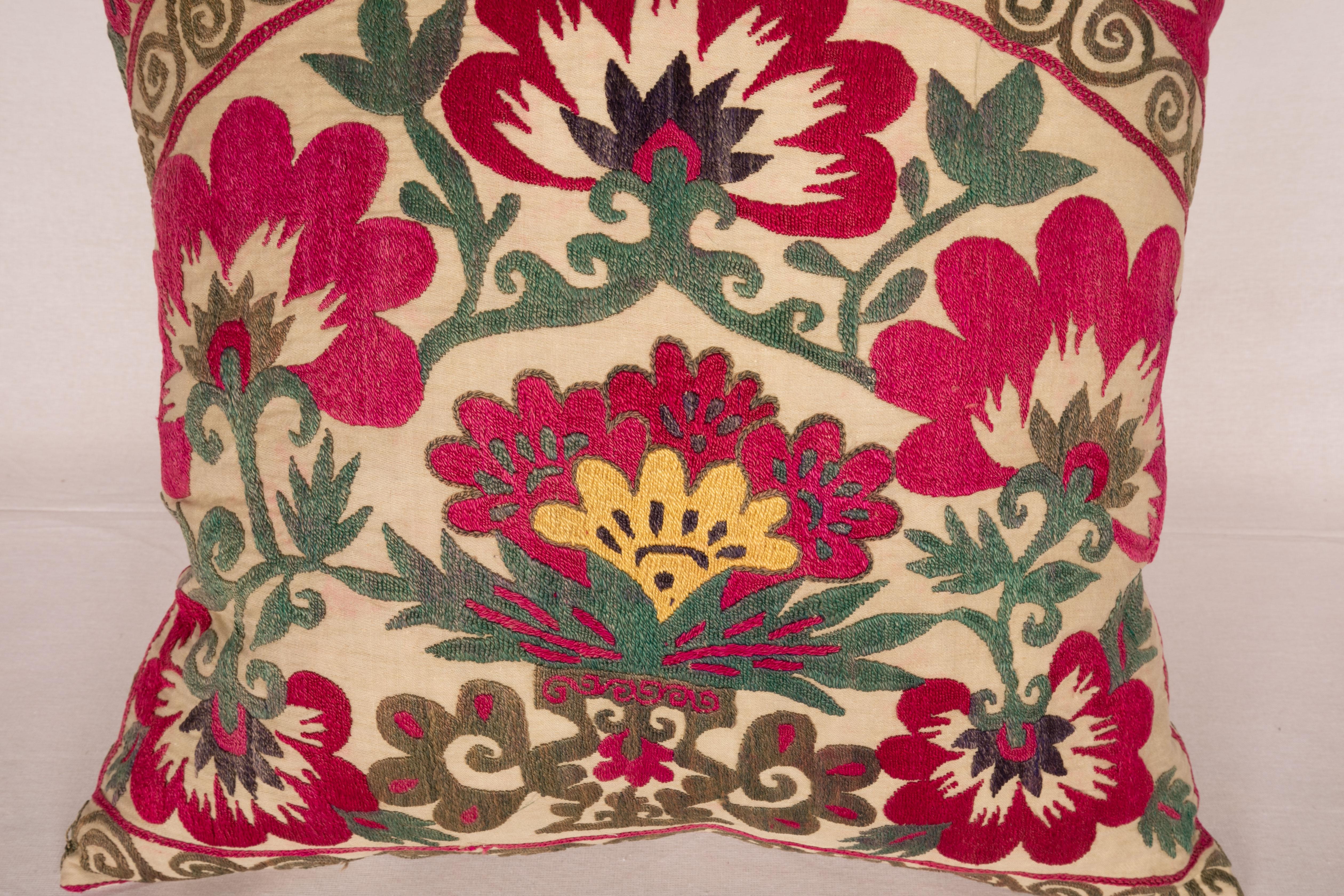 20th Century Suzani Pillow Cover Made from a Vintage Suzani, Uzbekistan, 1970s
