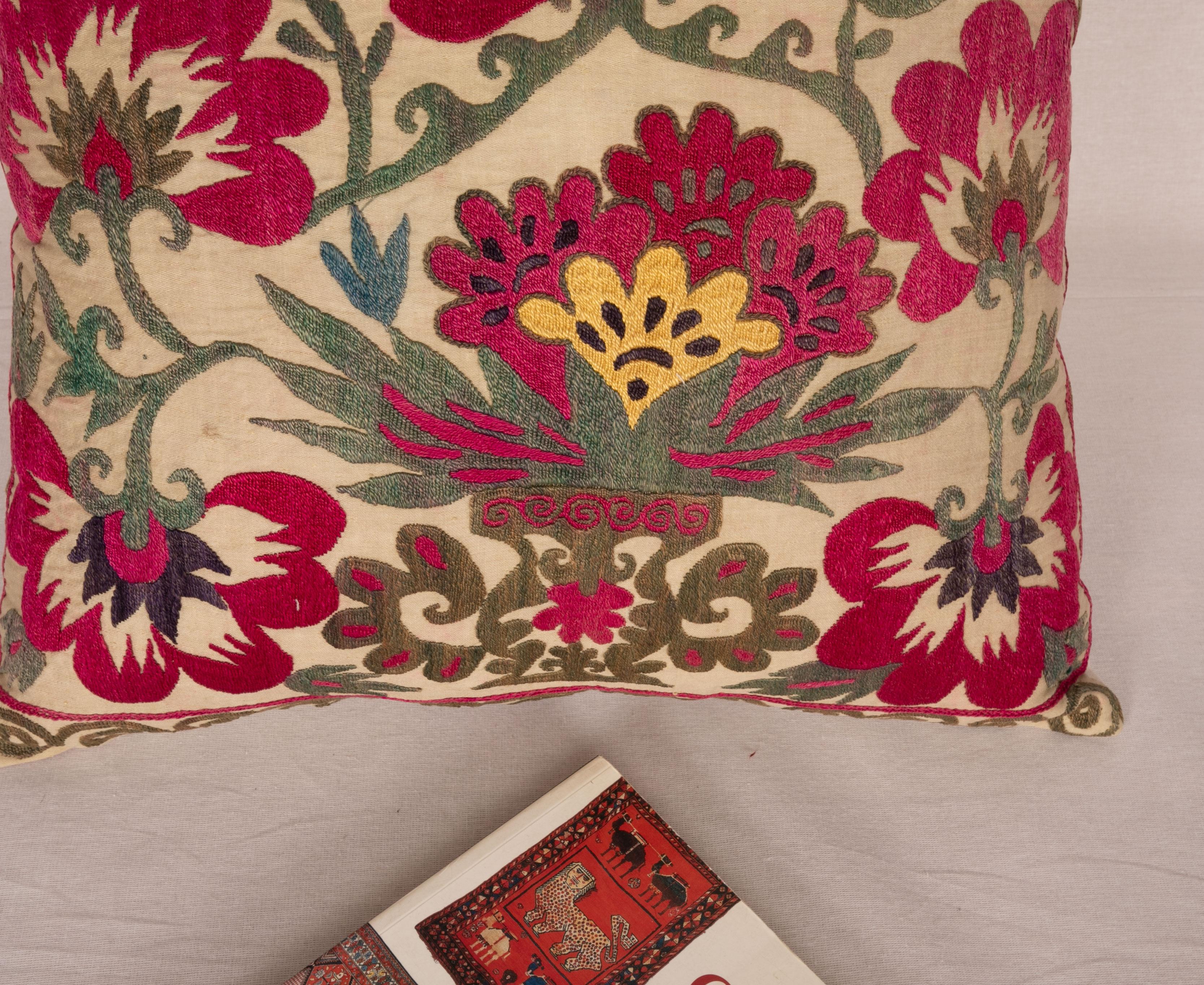 20th Century Suzani Pillow Cover Made from a Vintage Suzani, Uzbekistan, 1970s