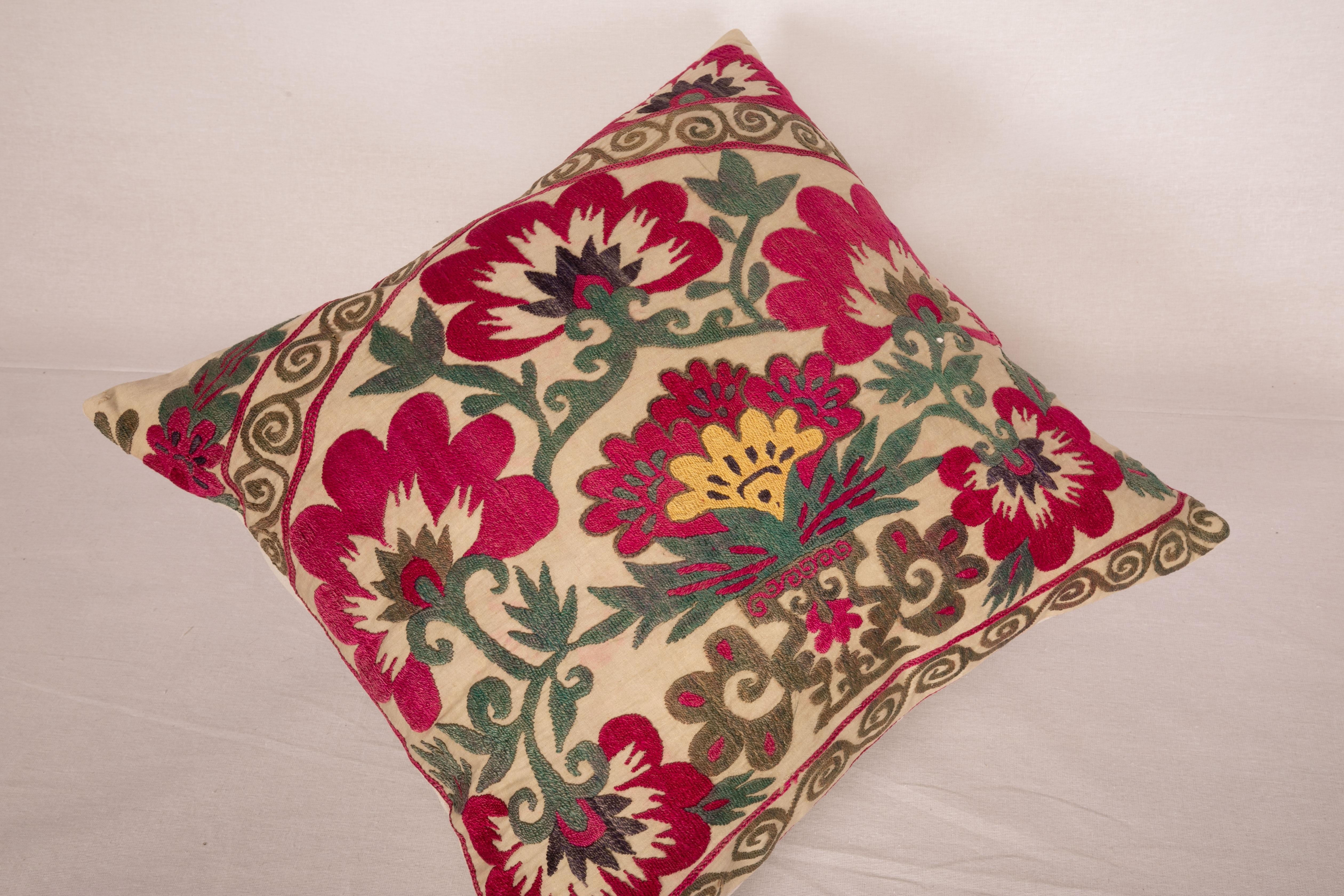 Suzani Pillow Cover Made from a Vintage Suzani, Uzbekistan, 1970s 2