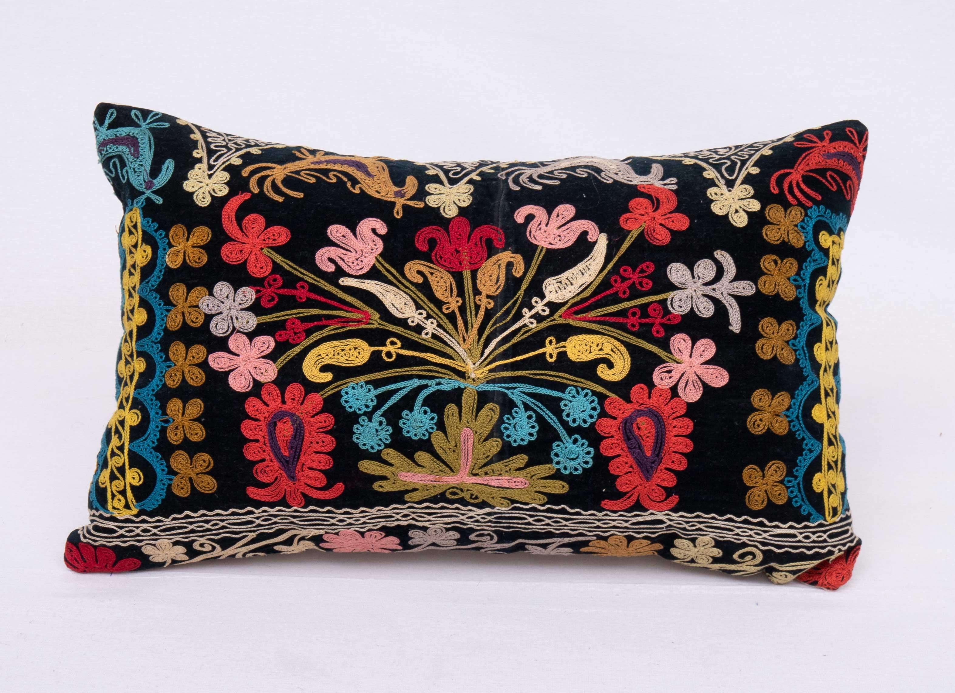 20th Century Suzani Pillow Cover Made from a Vintage Velvet Suzani For Sale