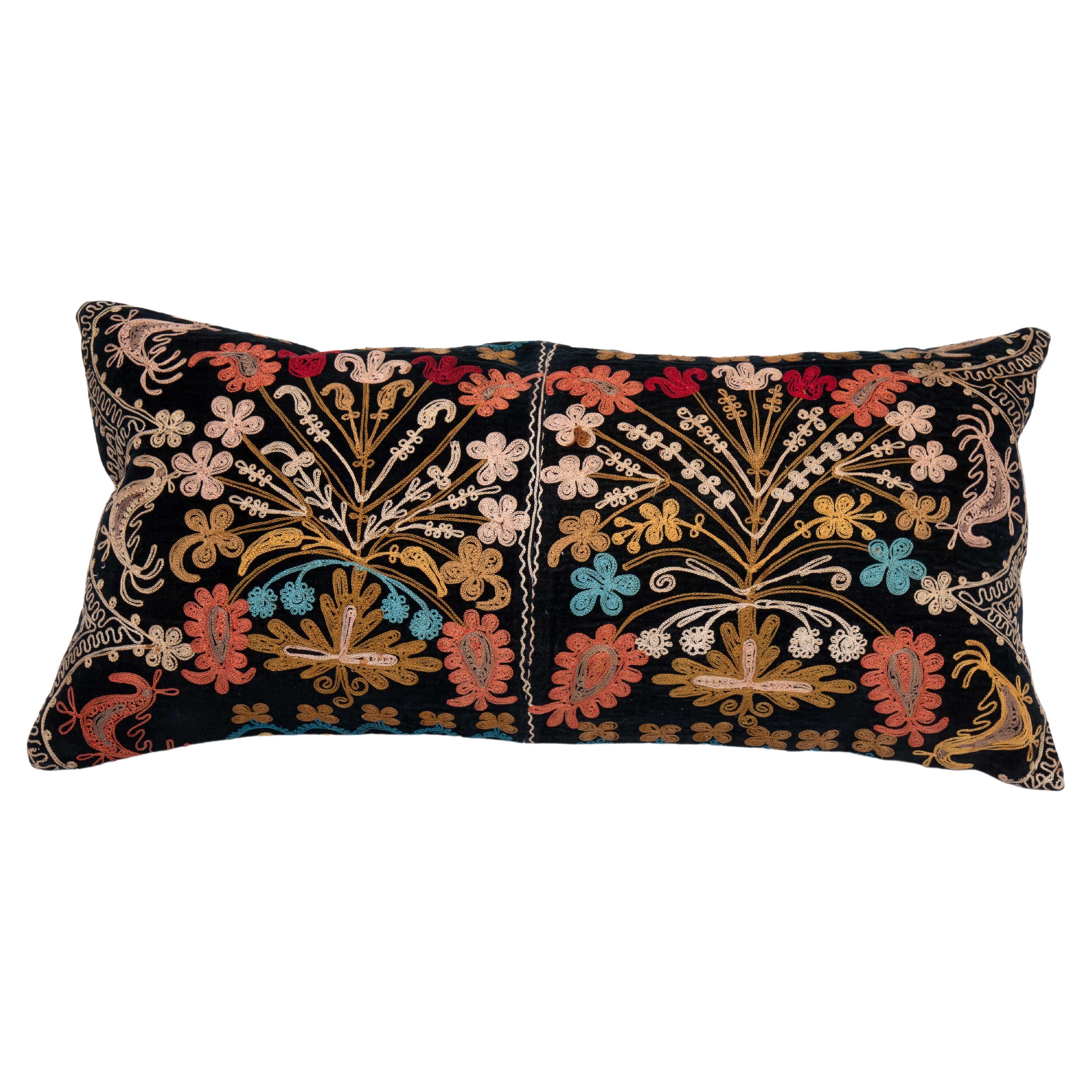 Suzani Pillow Cover Made from a Vintage Velvet Suzani For Sale