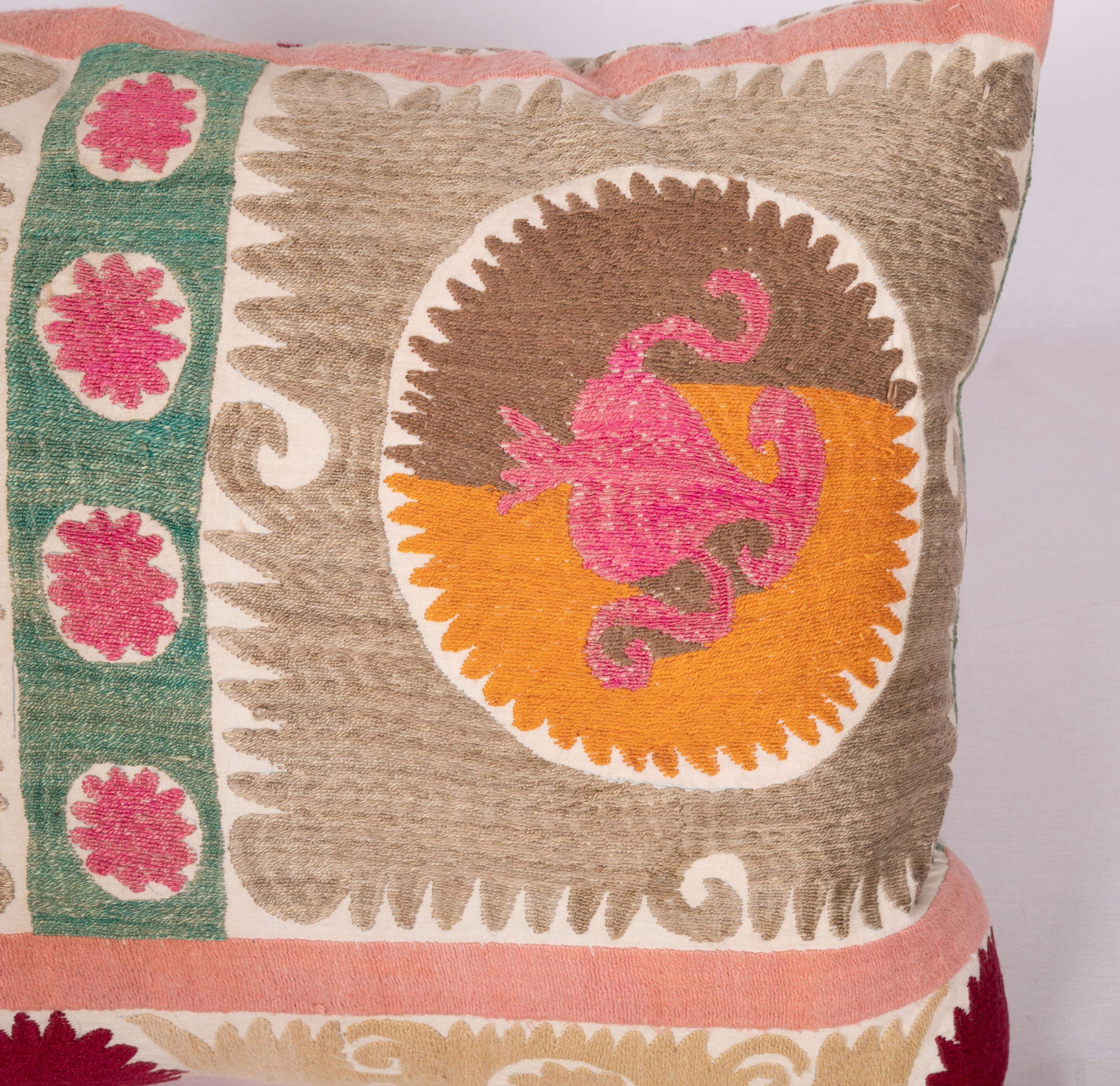 Embroidered Suzani Pillowcase Made from a Vintage Uzbek Suzani, Mid-20th Century