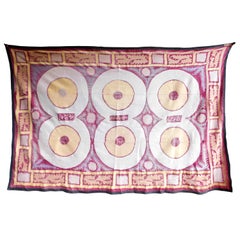 Antique Suzani Samerand Wall Hanging Tapestry Raspberry, Peach and Lavender Embroidery