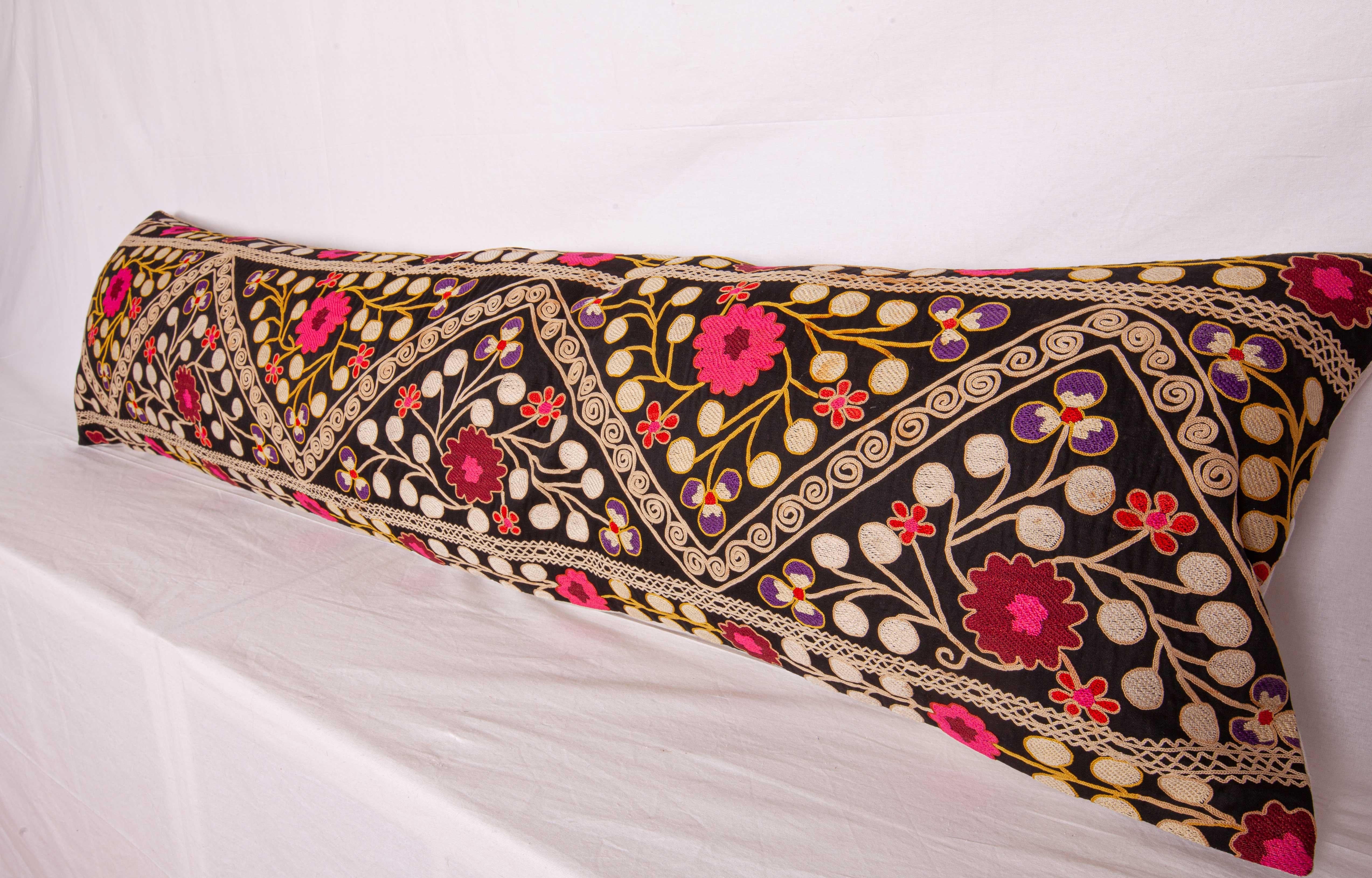 Silk Suzan Lumbar Pillow Case Fashioned from a Mid-20th Century Uzbek Suzani