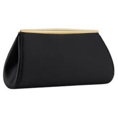 Suzannah Clutch Black Diamond Satin with Gold Hardware