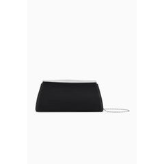 Suzannah Clutch Black Diamond Satin with Silver Hardware