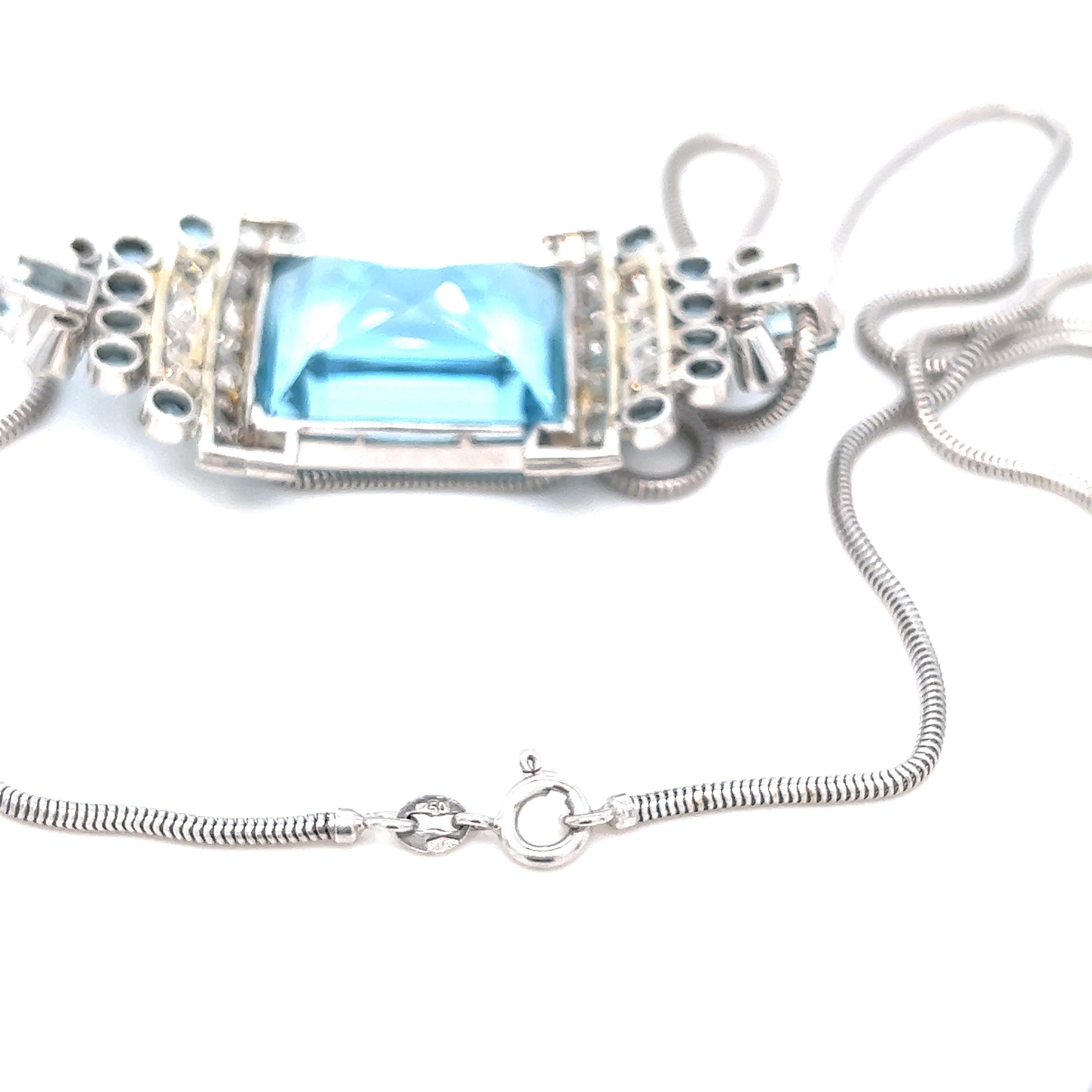 Suzanne Belperron Aquamarin-Diamant-Anhänger-Halskette im Angebot 3