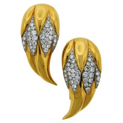 Suzanne Belperron Dents de Loup Clip Spille Diamante Oro Platino