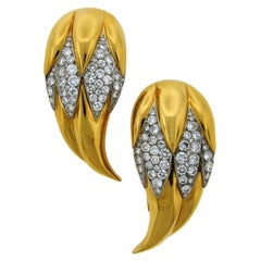 Suzanne Belperron Dents de Loup Clip Brooches Diamond Gold Platinum