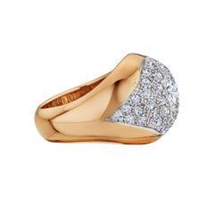 Suzanne Belperron Paris Mid-Century Diamond Platinum Gold Dome Ring