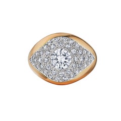 Suzanne Belperron Mid-Century Diamond Platinum Gold Dome Ring