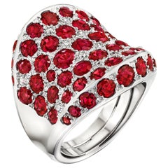 Suzanne Belperron Mid-Century Ruby Diamond Platinum Concave Ring