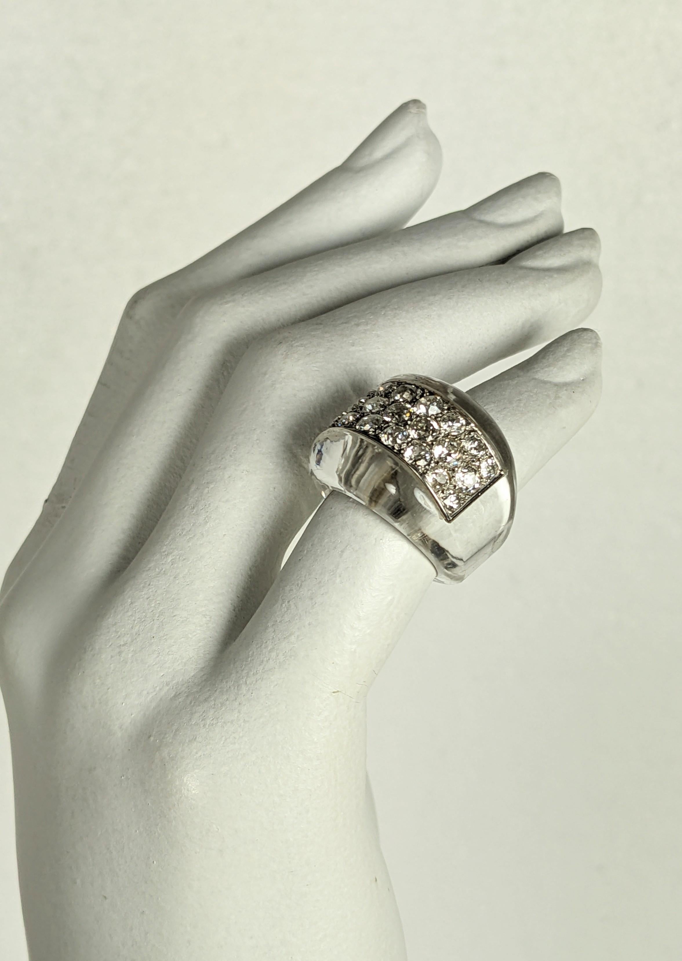 Suzanne Belperron Ring aus Bergkristall und Diamanten im Angebot 6